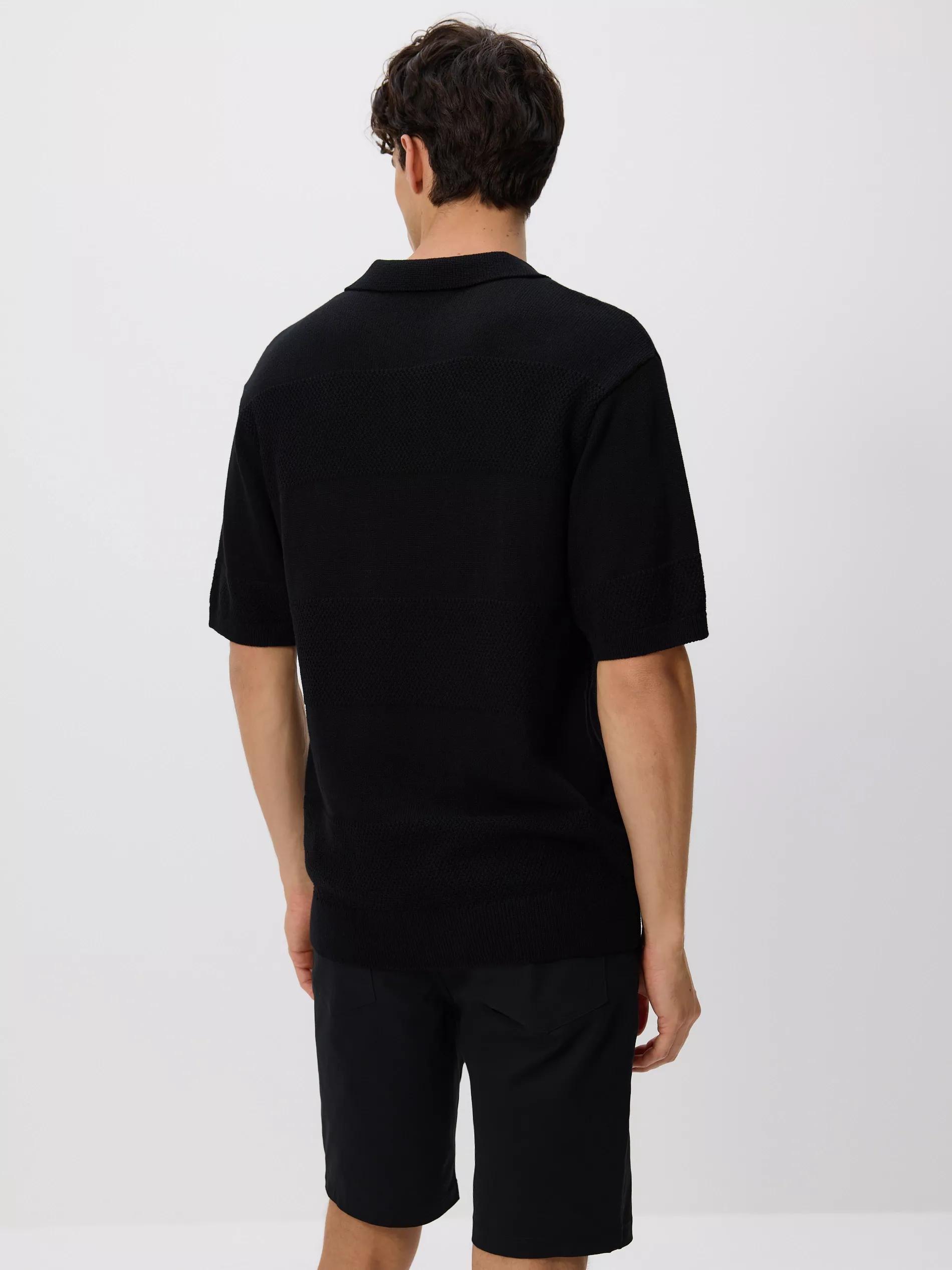 BLACK Structural fabric polo jumper, Black, large image number 3