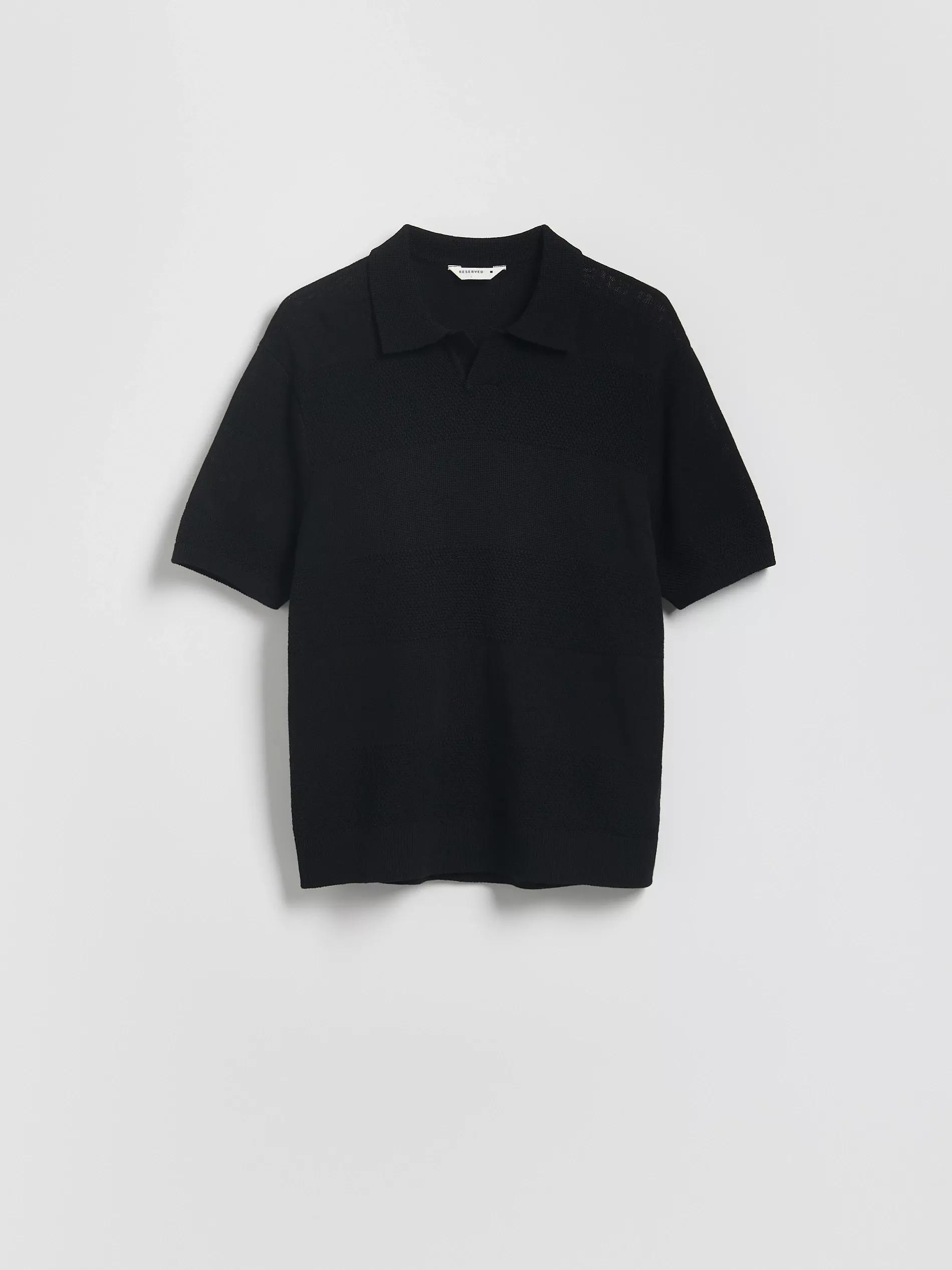 BLACK Structural fabric polo jumper, Black, large image number 4