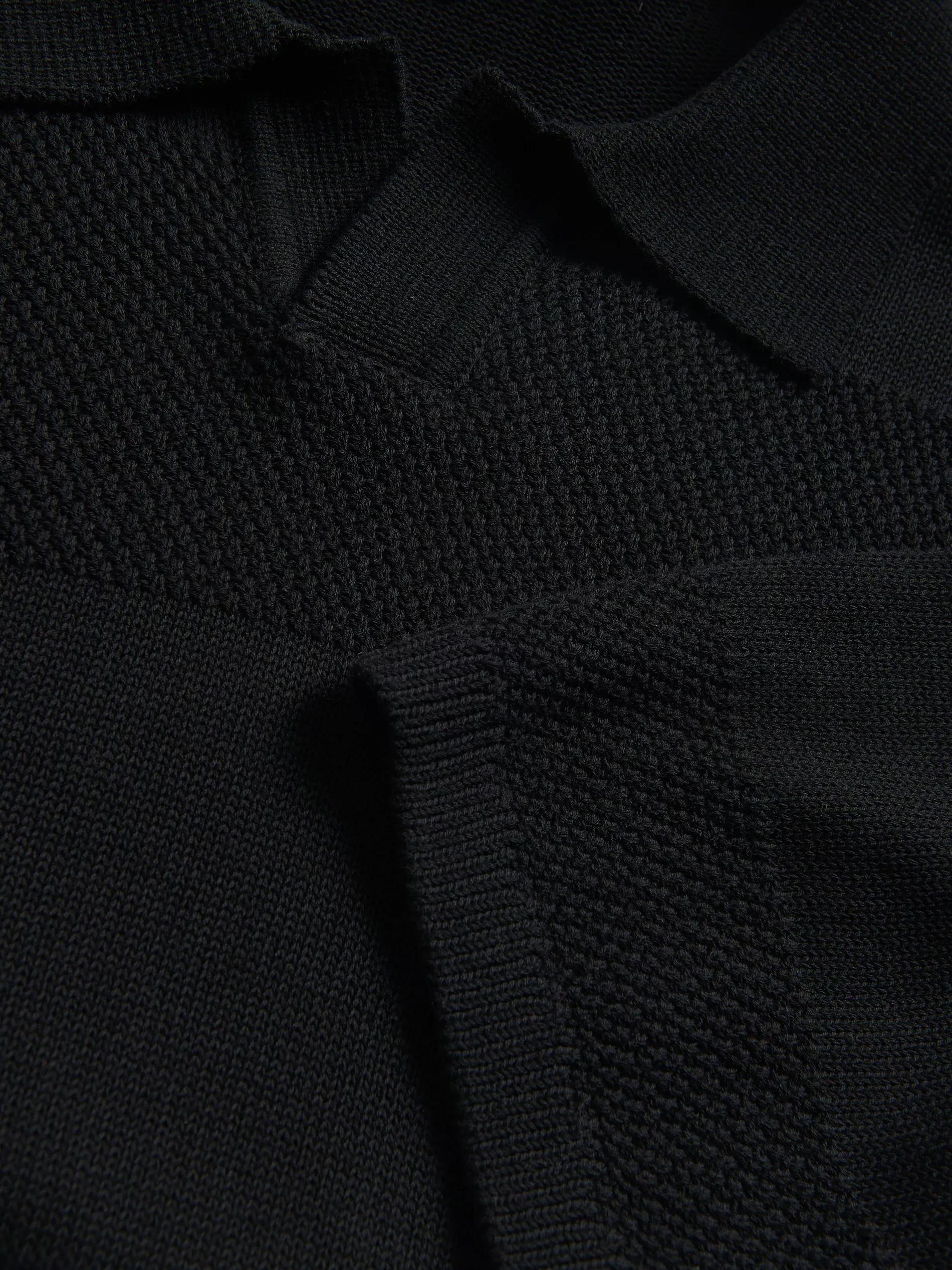 BLACK Structural fabric polo jumper, Black, large image number 5