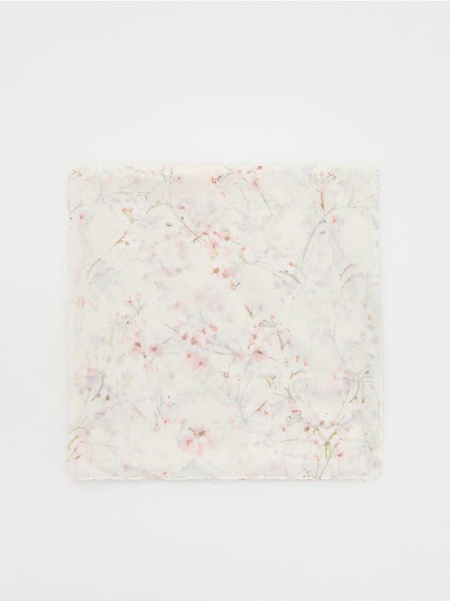 Beige Floral Scarf, Ivory, large image number 0