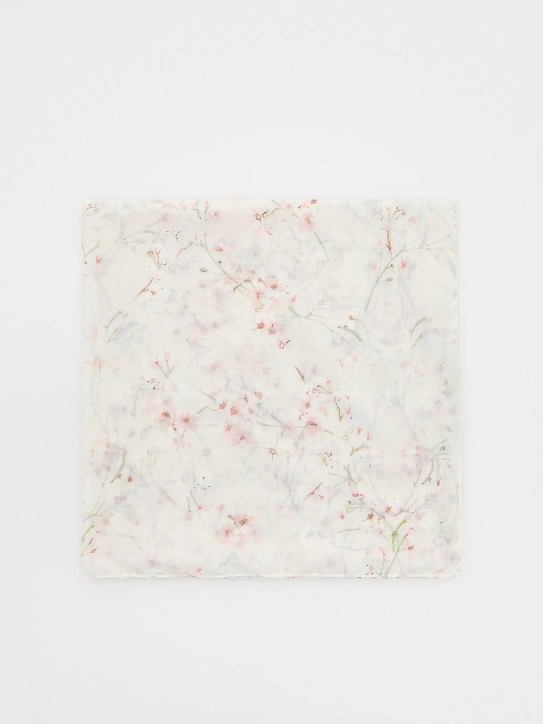 Beige Floral Scarf, Ivory, large image number 2