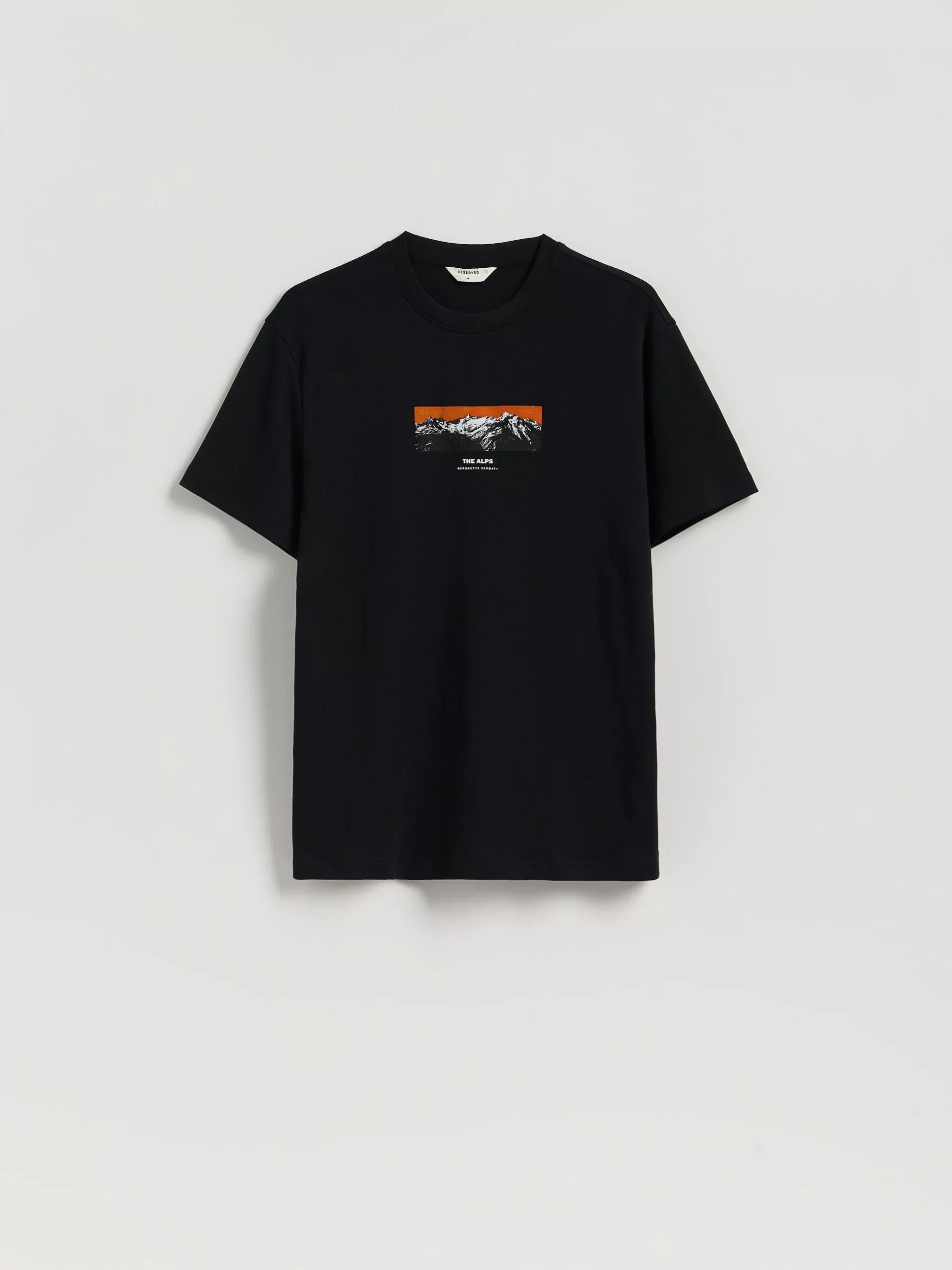 Black Comfort Fit T-Shirt With Print, Black, large image number 5