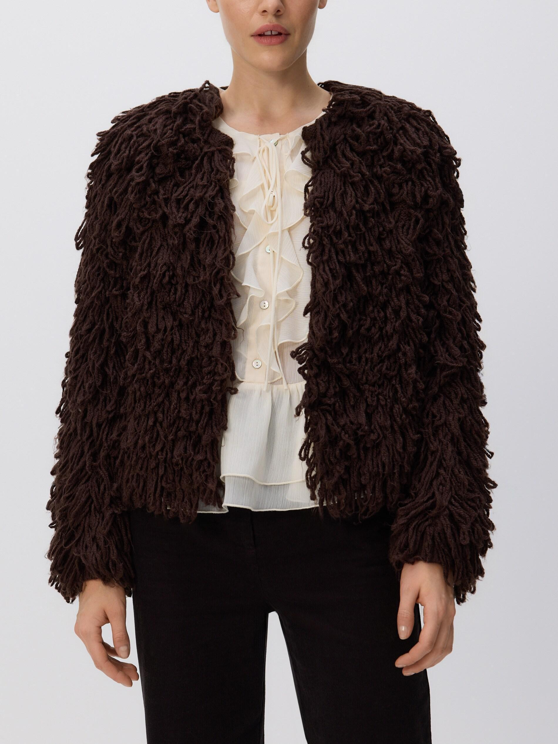 Brown Cardigan With Fringes, Brown, medium