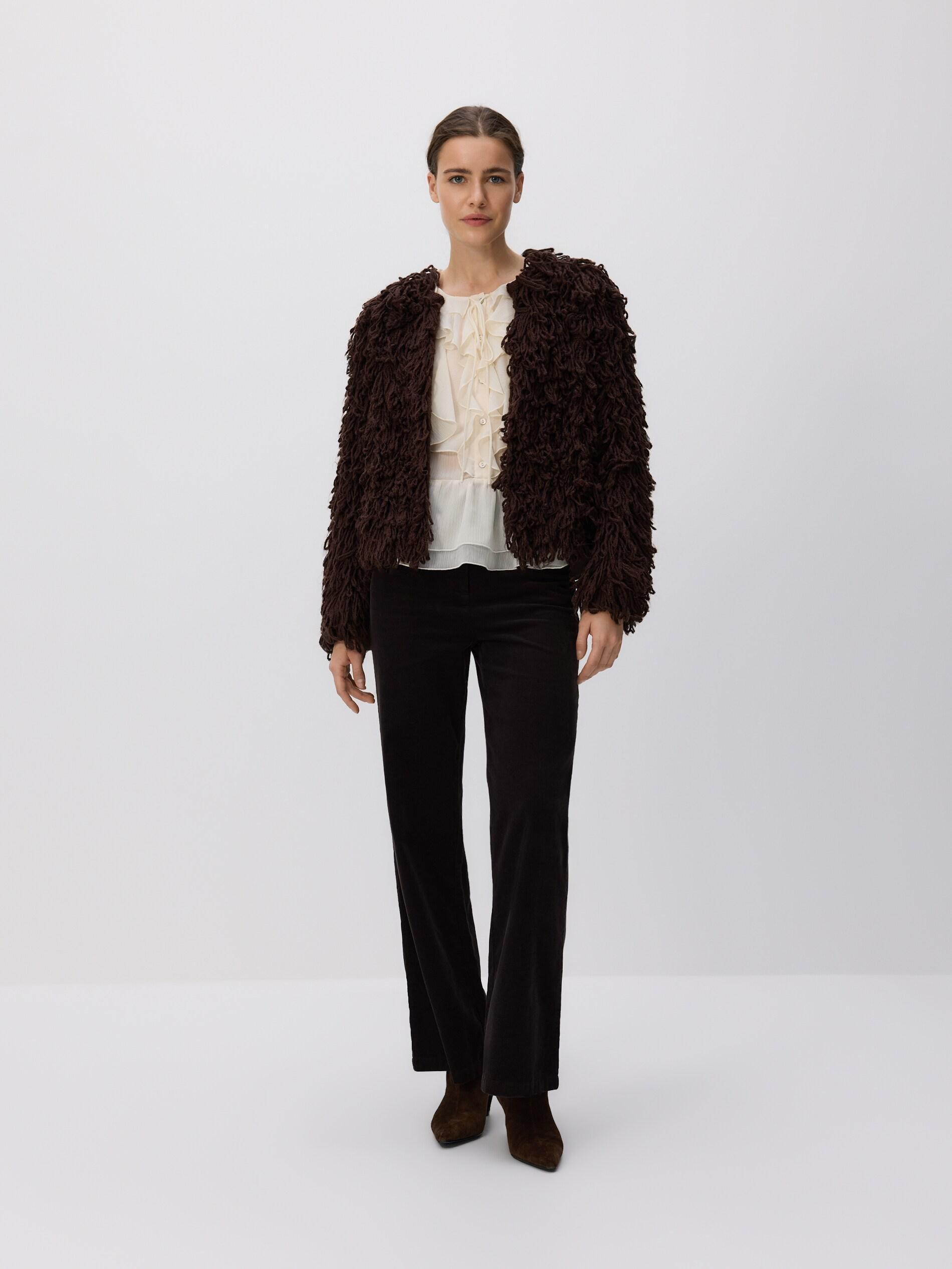 Brown Cardigan With Fringes, Brown, large image number 1