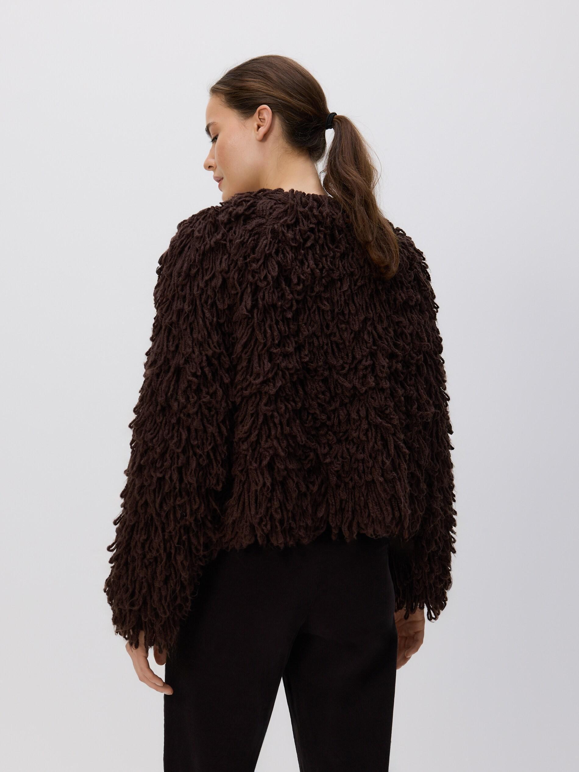 Brown Cardigan With Fringes, Brown, large image number 3