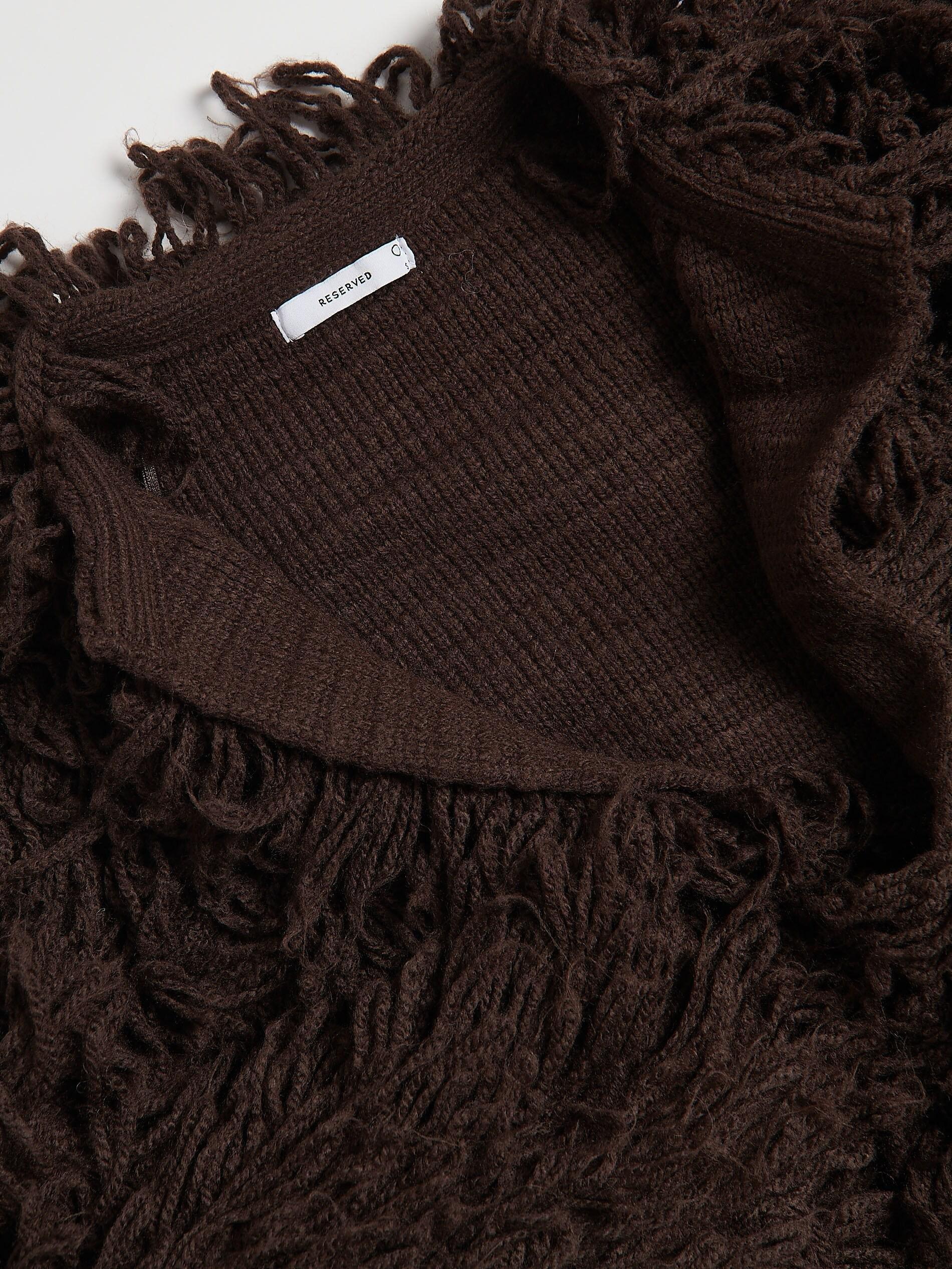 Brown Cardigan With Fringes, Brown, large image number 5