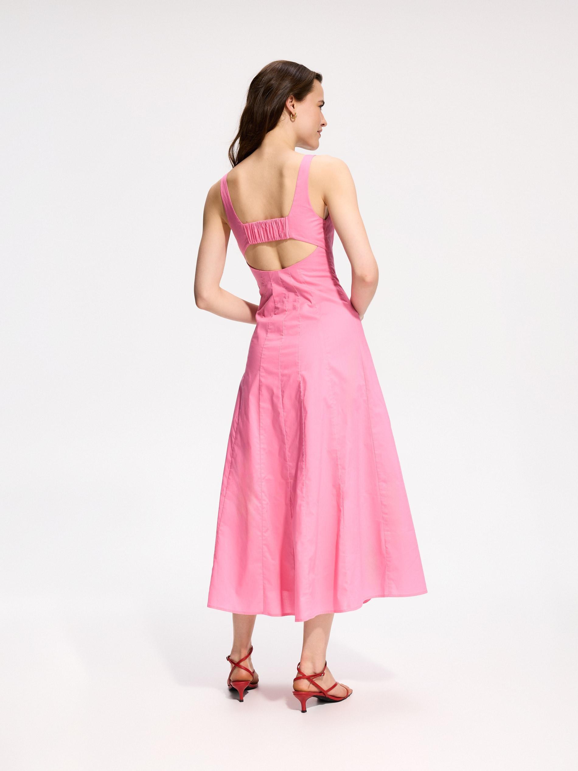 Pink Cotton Midi Dress, Pink, large image number 3