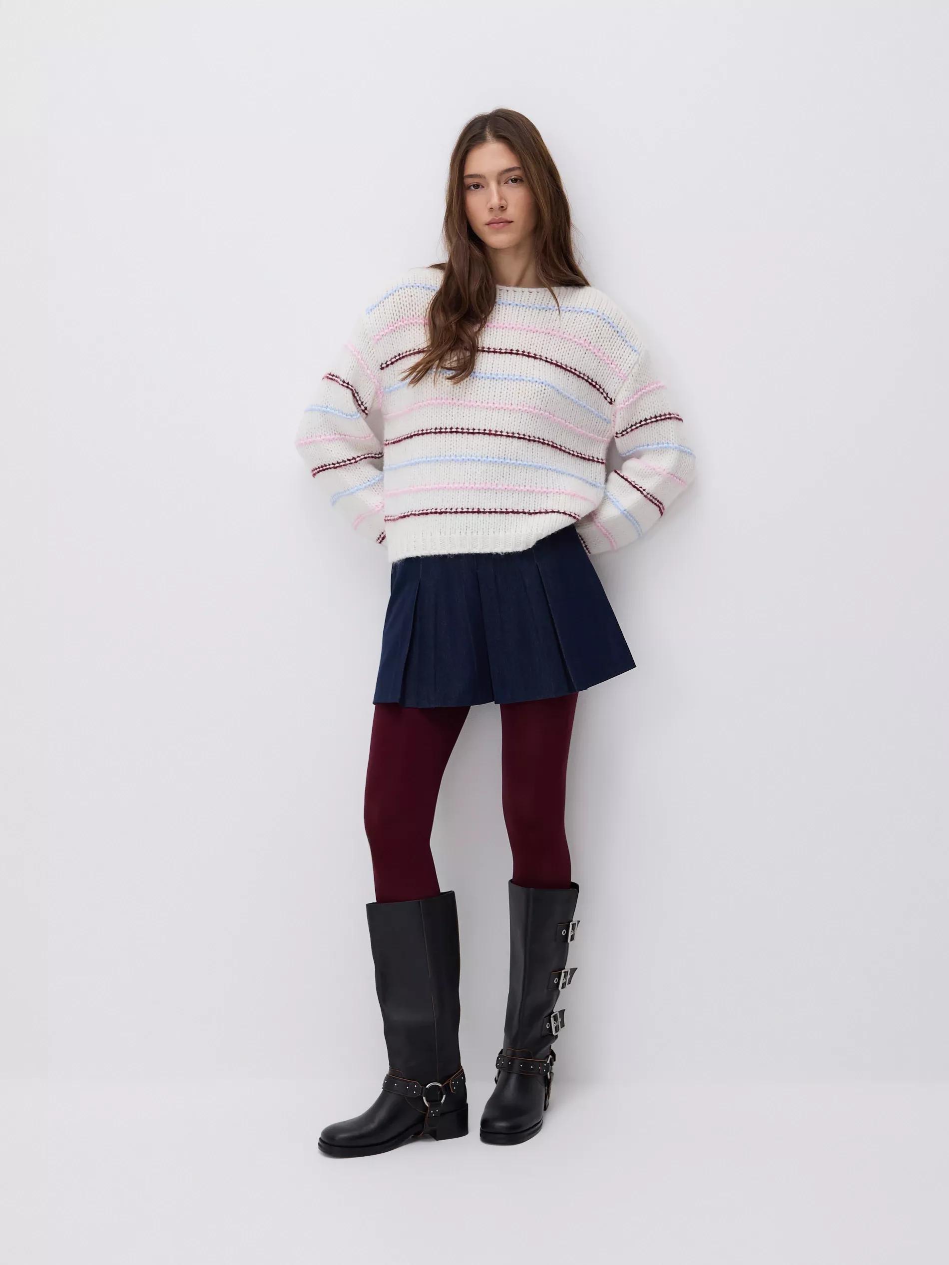 Navy Viscose Blend Skort, Navy, medium