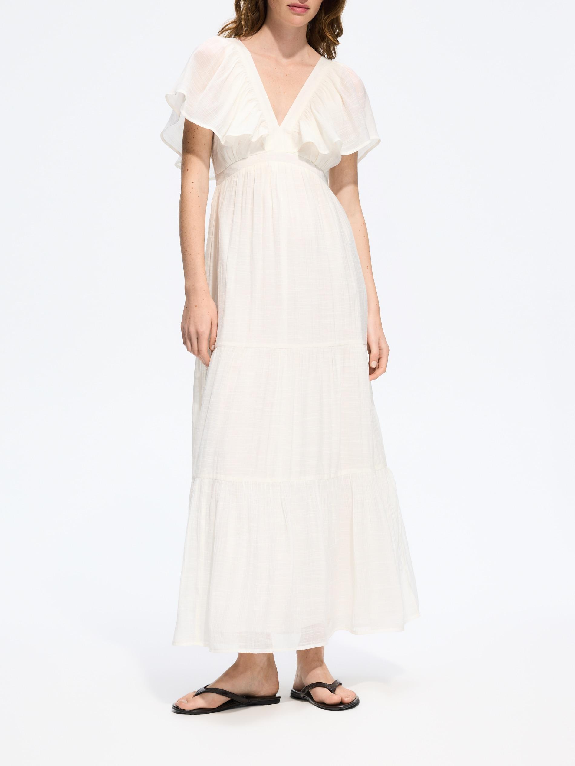 Cream Viscose Rich Dress, Ivory, medium