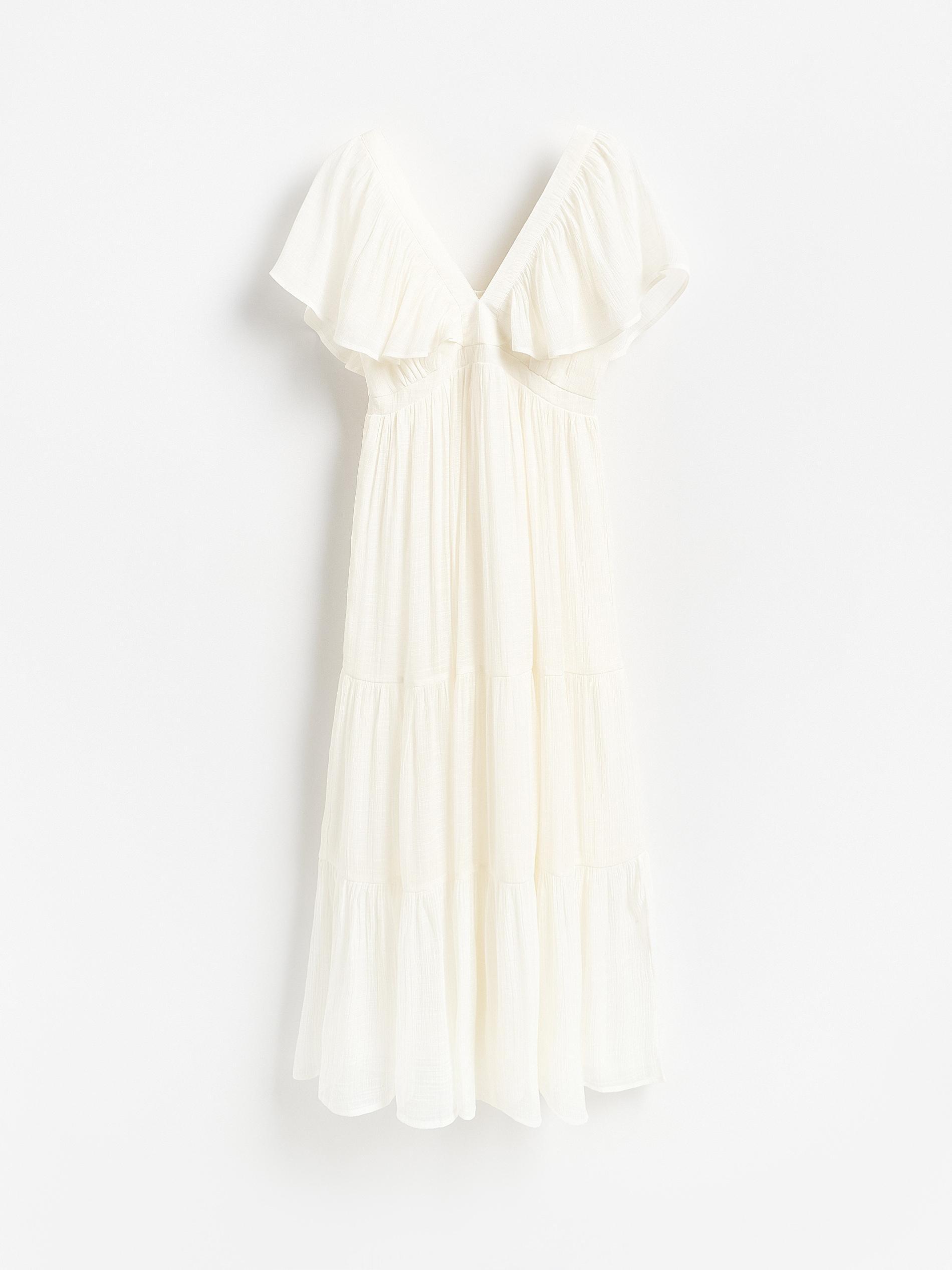 Cream Viscose Rich Dress, Ivory, large image number 3