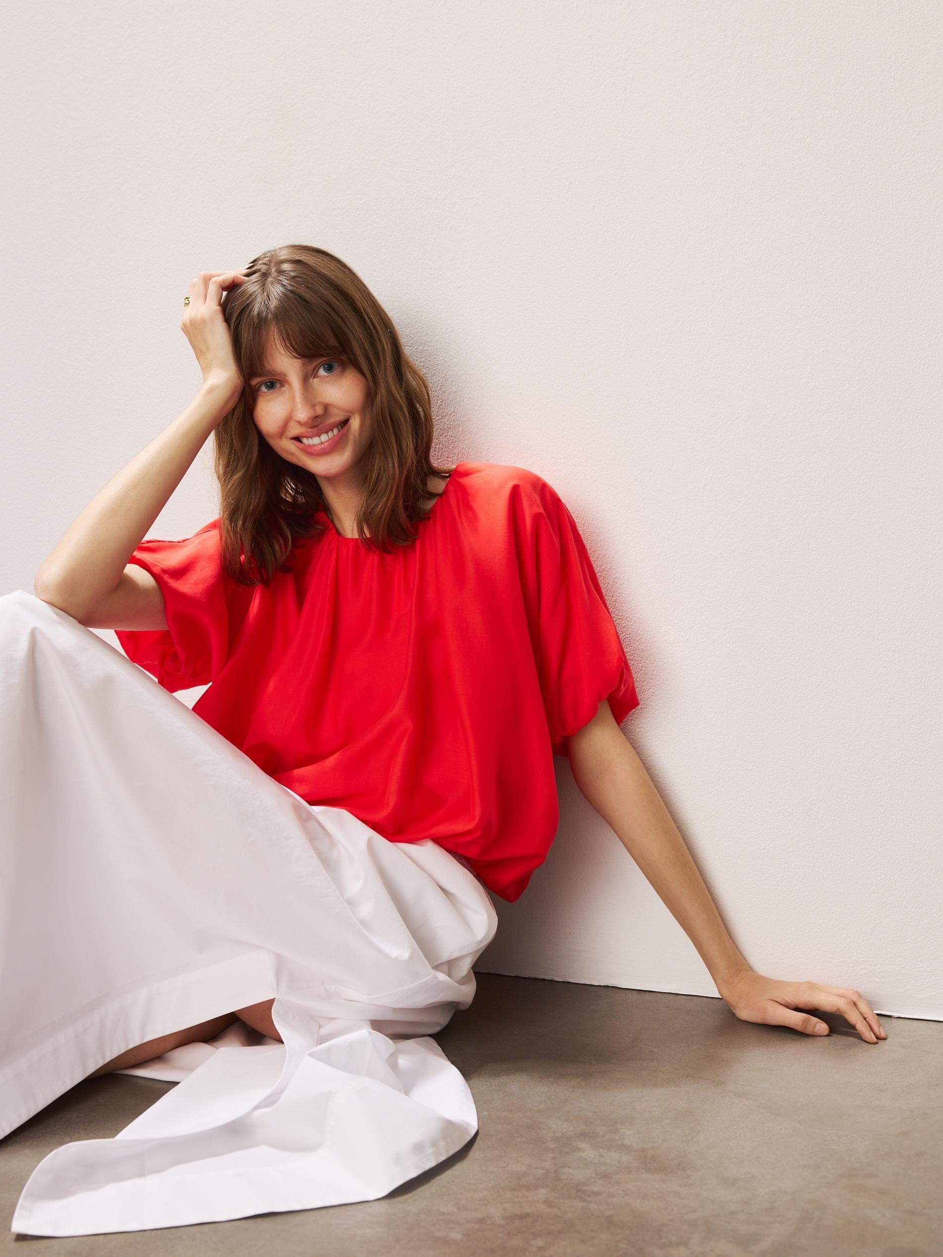 Red Lyocell Top, Red, medium