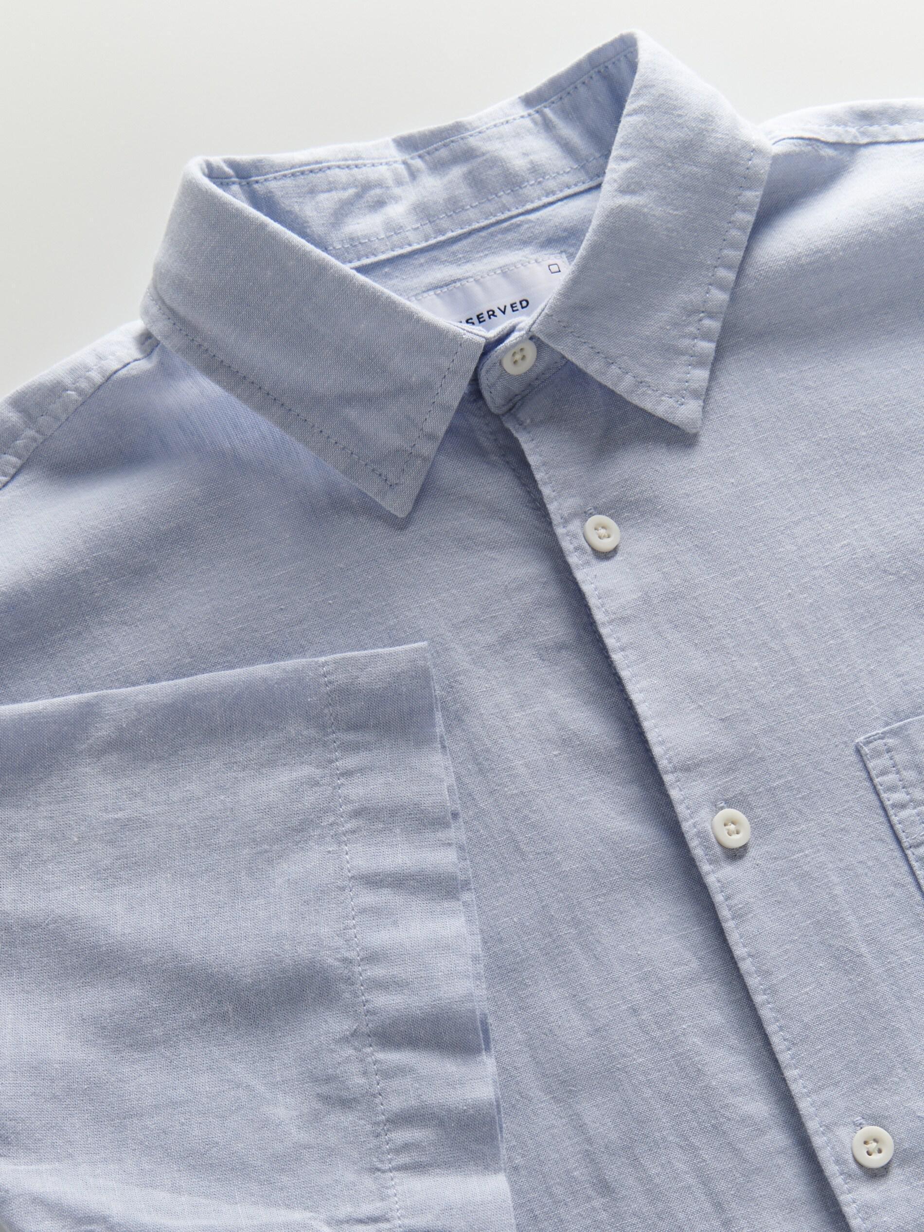 Blue  Regular Fit Shirt With Linen Blend, , large image number 4