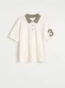 Reserved - Ivory Polo Shirt With Patch, Kids Boys