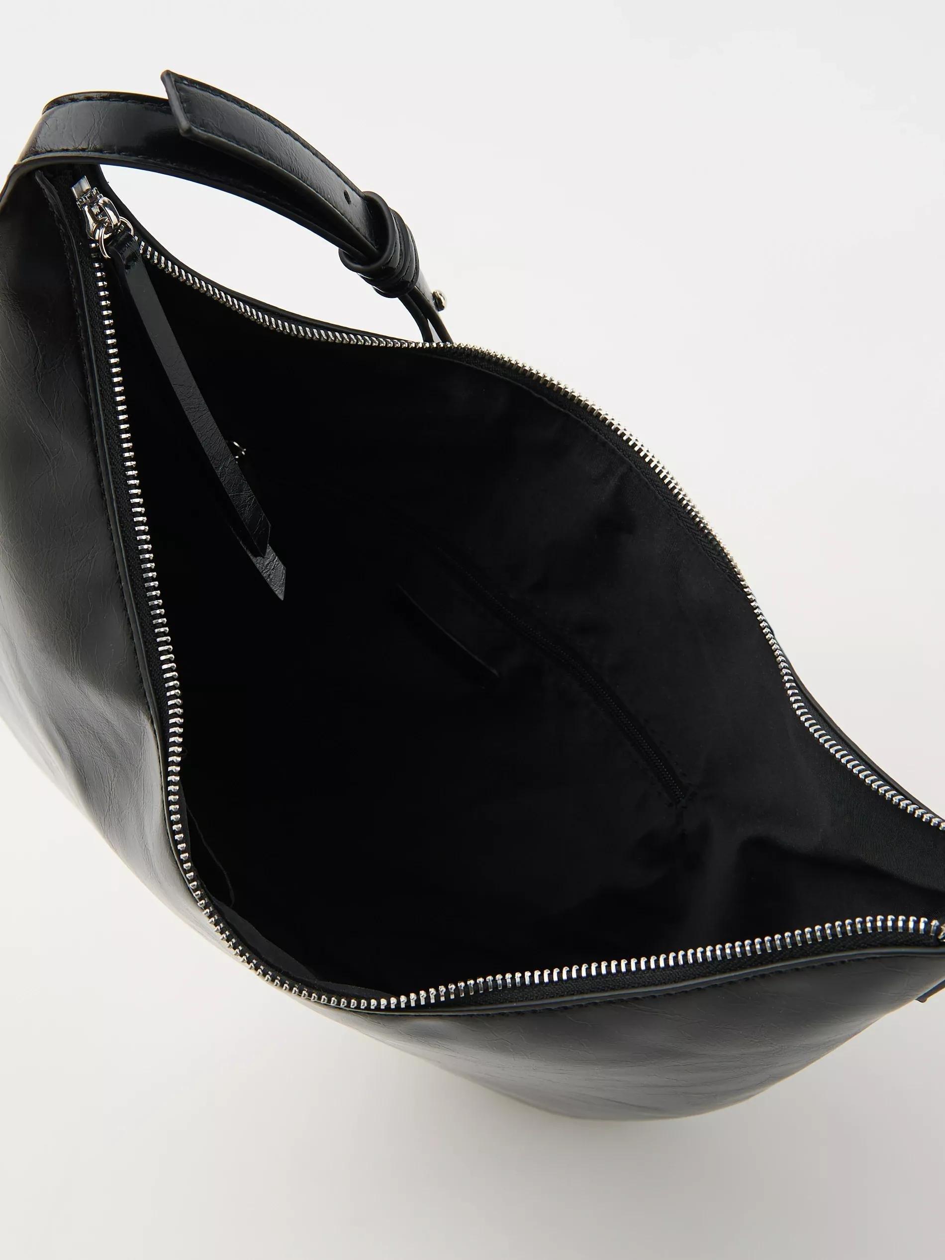 Black Plain Laptop Shoulder Bag, Black, large image number 4