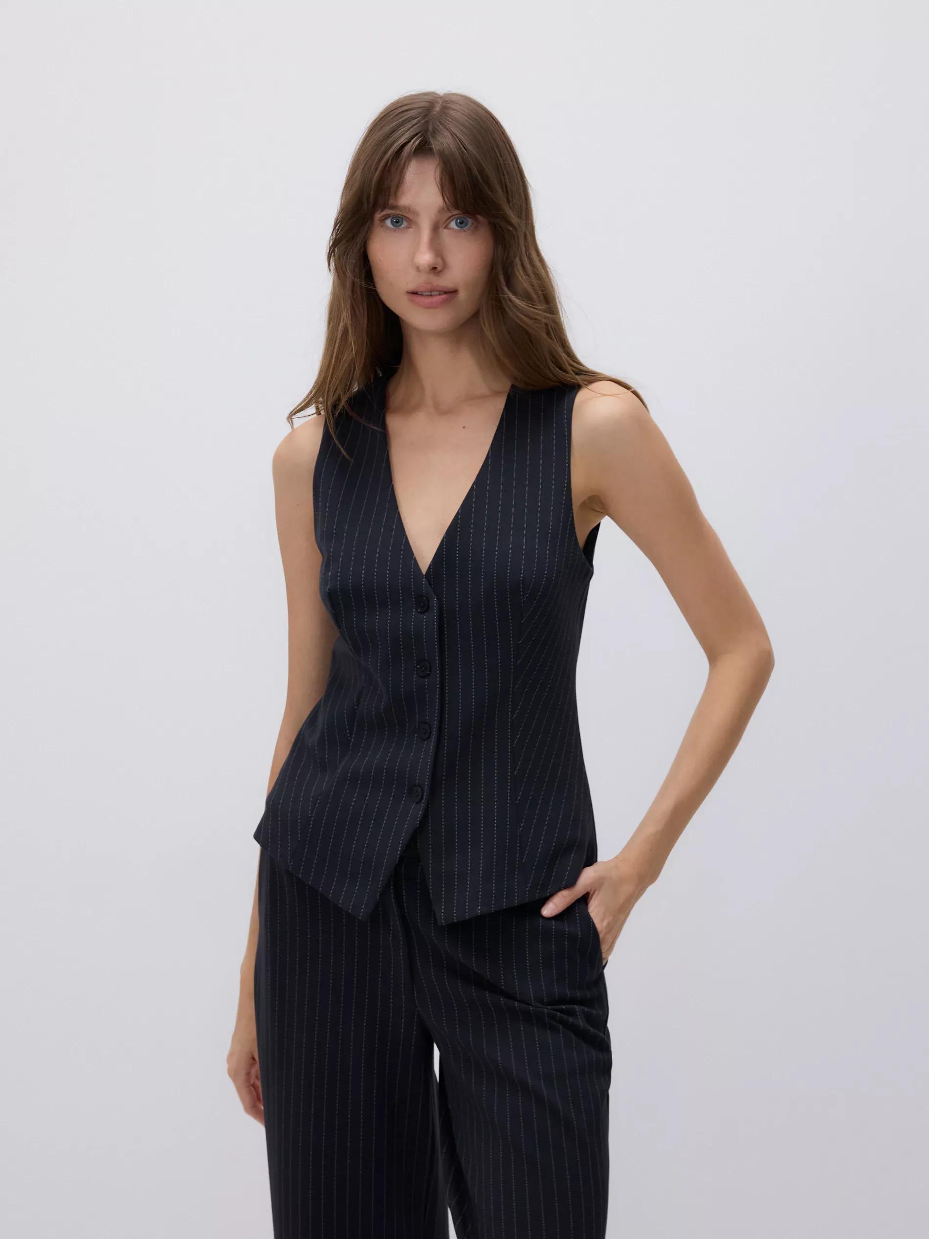 Grey Linen Blend Tailored Vest, , large image number 0