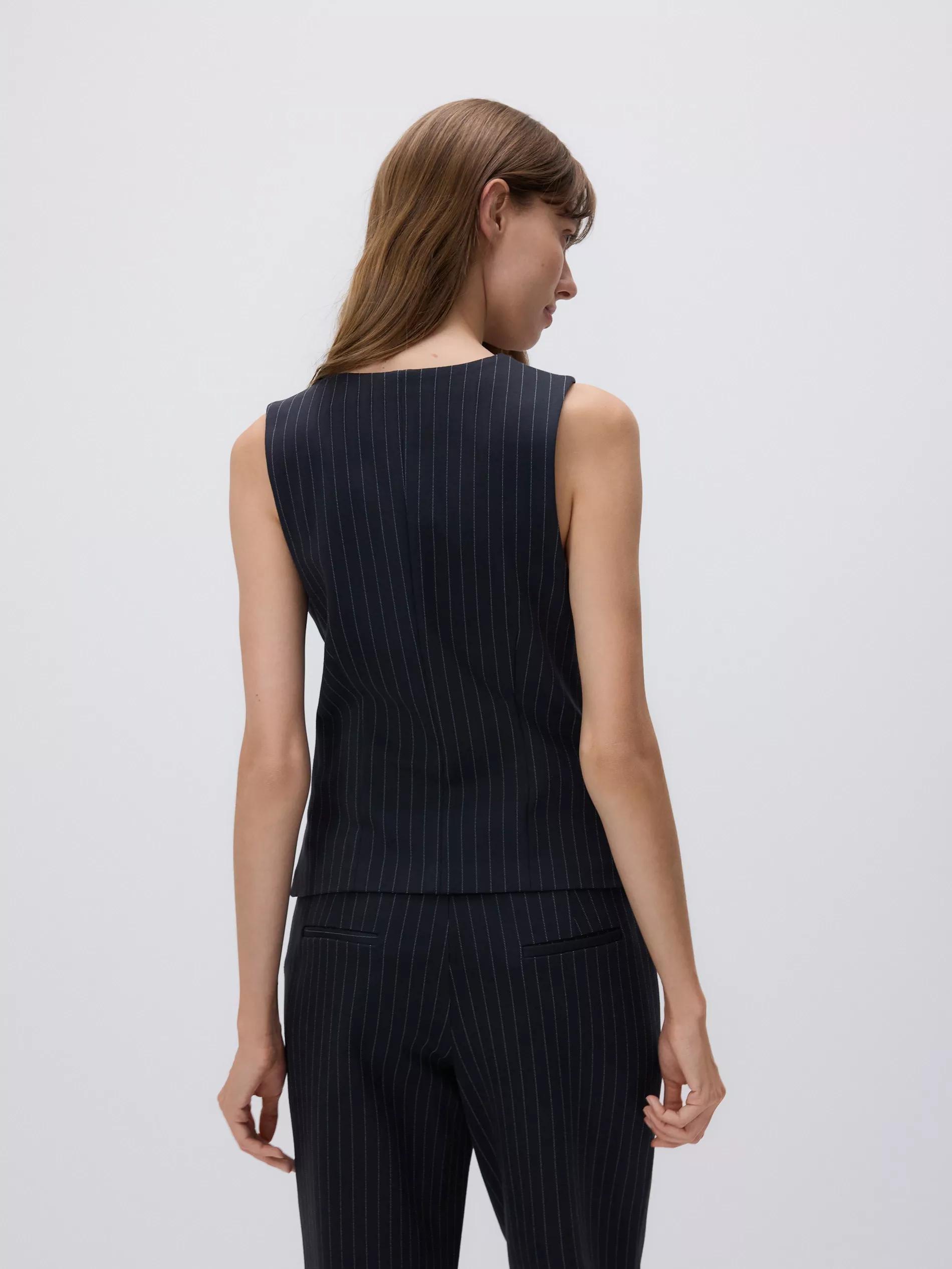 Grey Linen Blend Tailored Vest, , large image number 3
