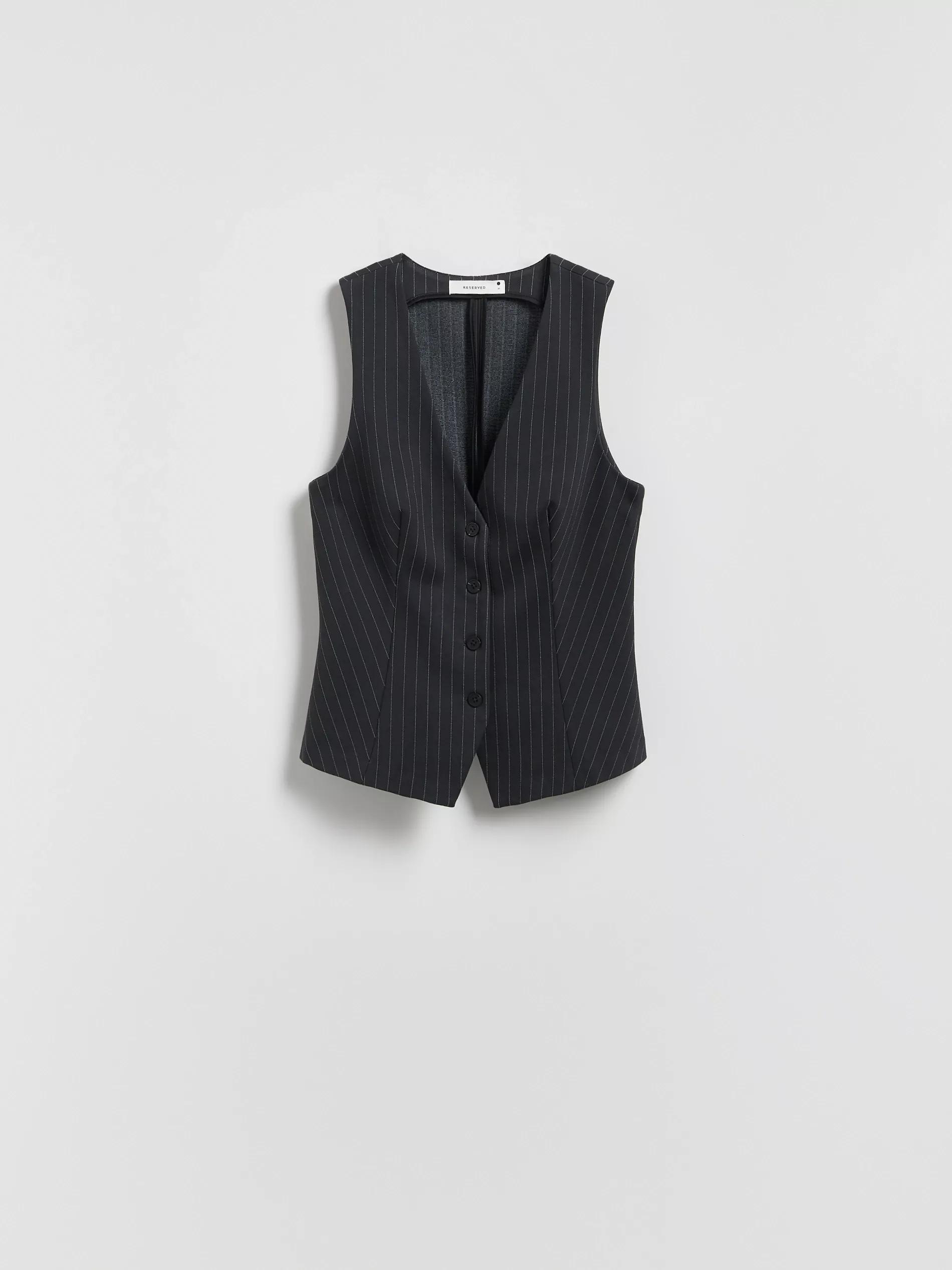 Grey Linen Blend Tailored Vest, , large image number 5