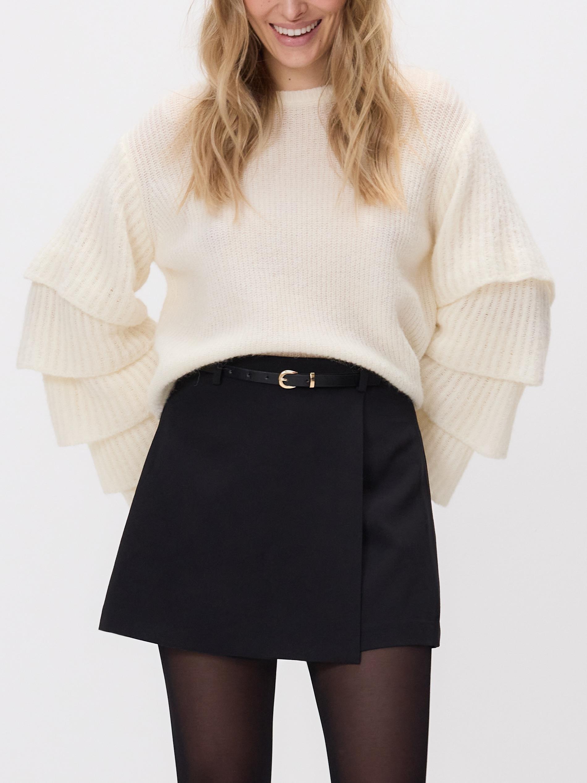 Black Skort With Belt, Black, medium