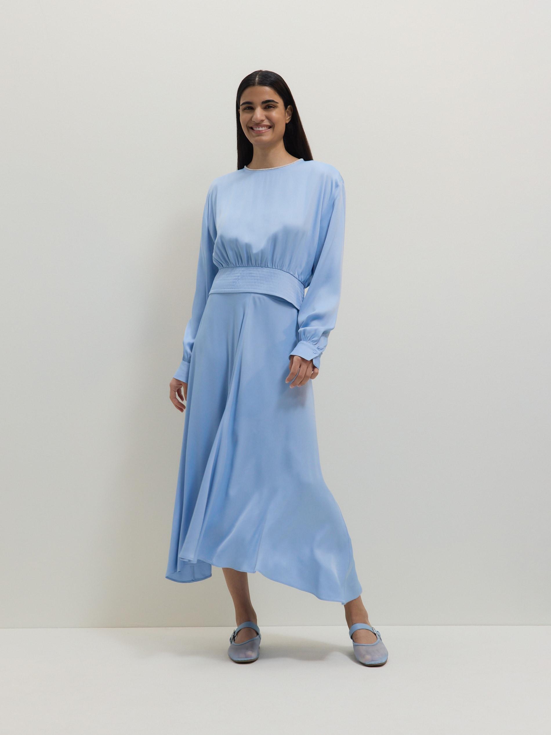 Blue Asymmetric Midi Skirt, , large image number 2