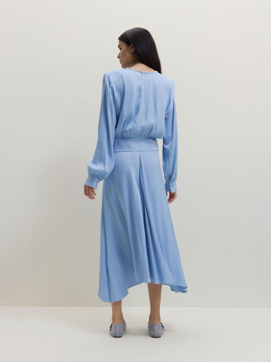 Blue Asymmetric Midi Skirt, , large image number 3