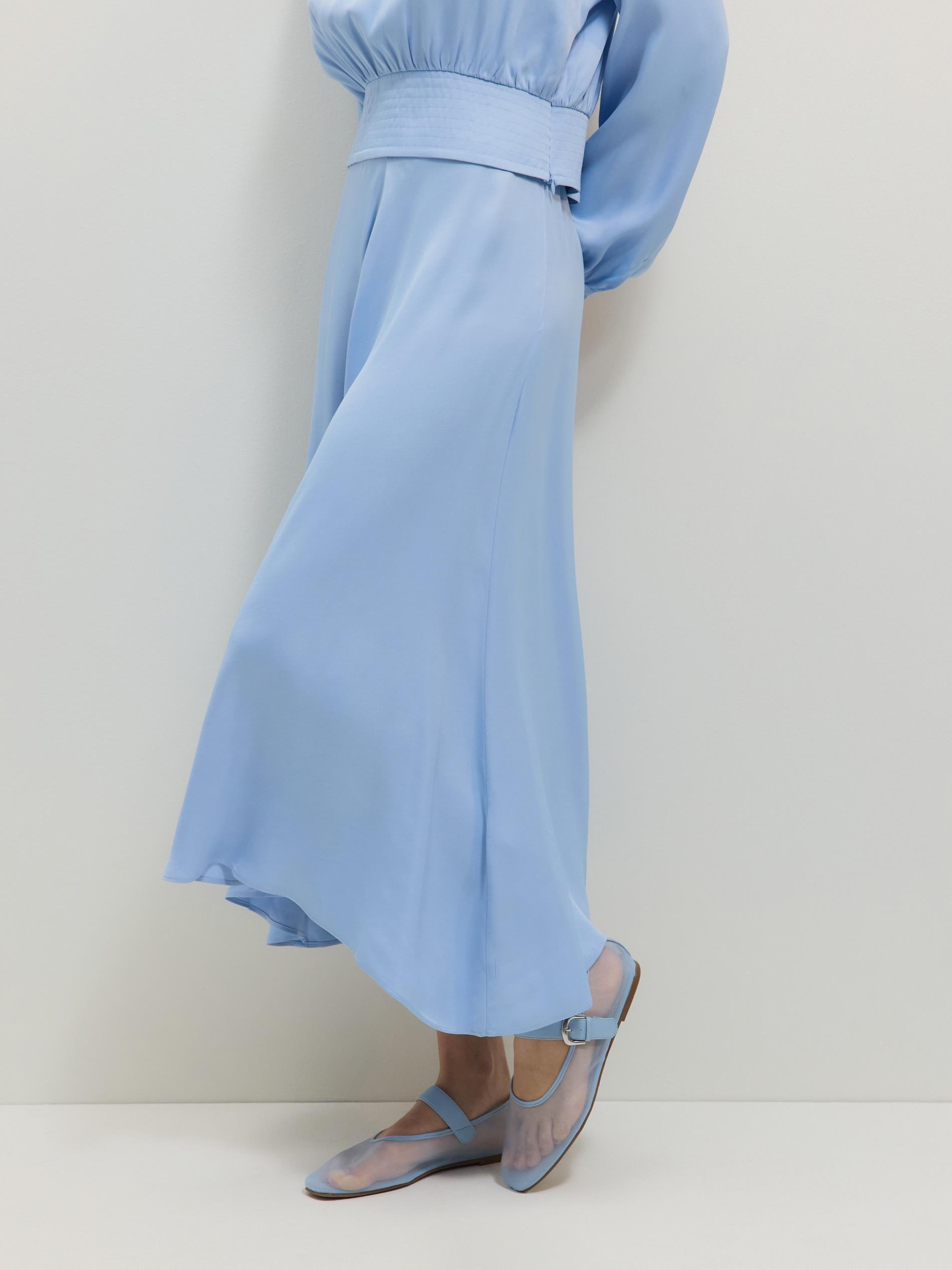 Blue Asymmetric Midi Skirt, , large image number 6