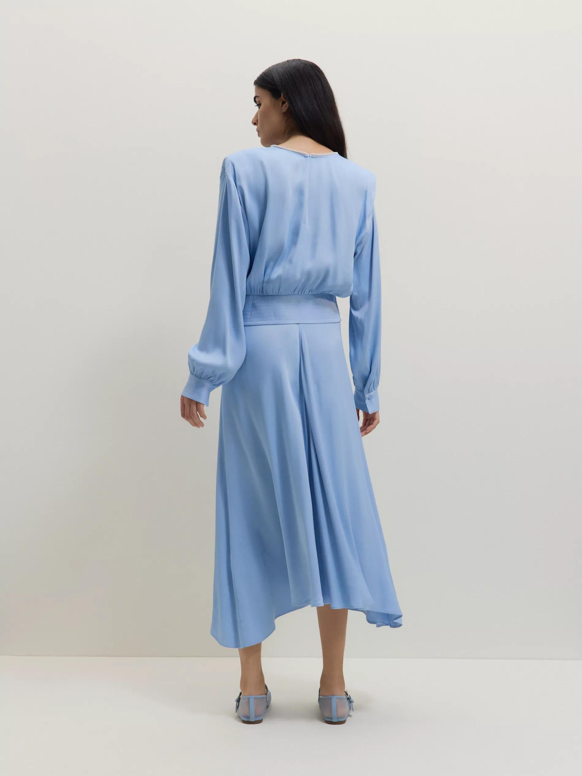 Blue Asymmetric Midi Skirt, , large image number 7