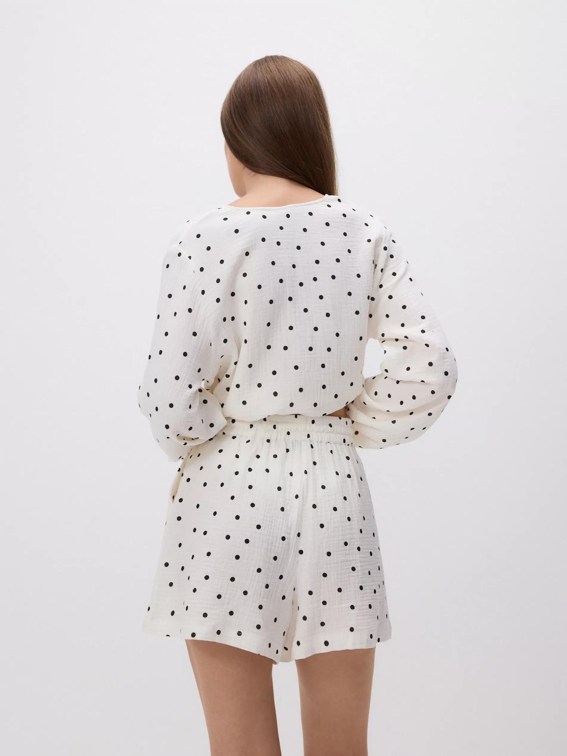 White Patterned Muslin Shorts, , large image number 3