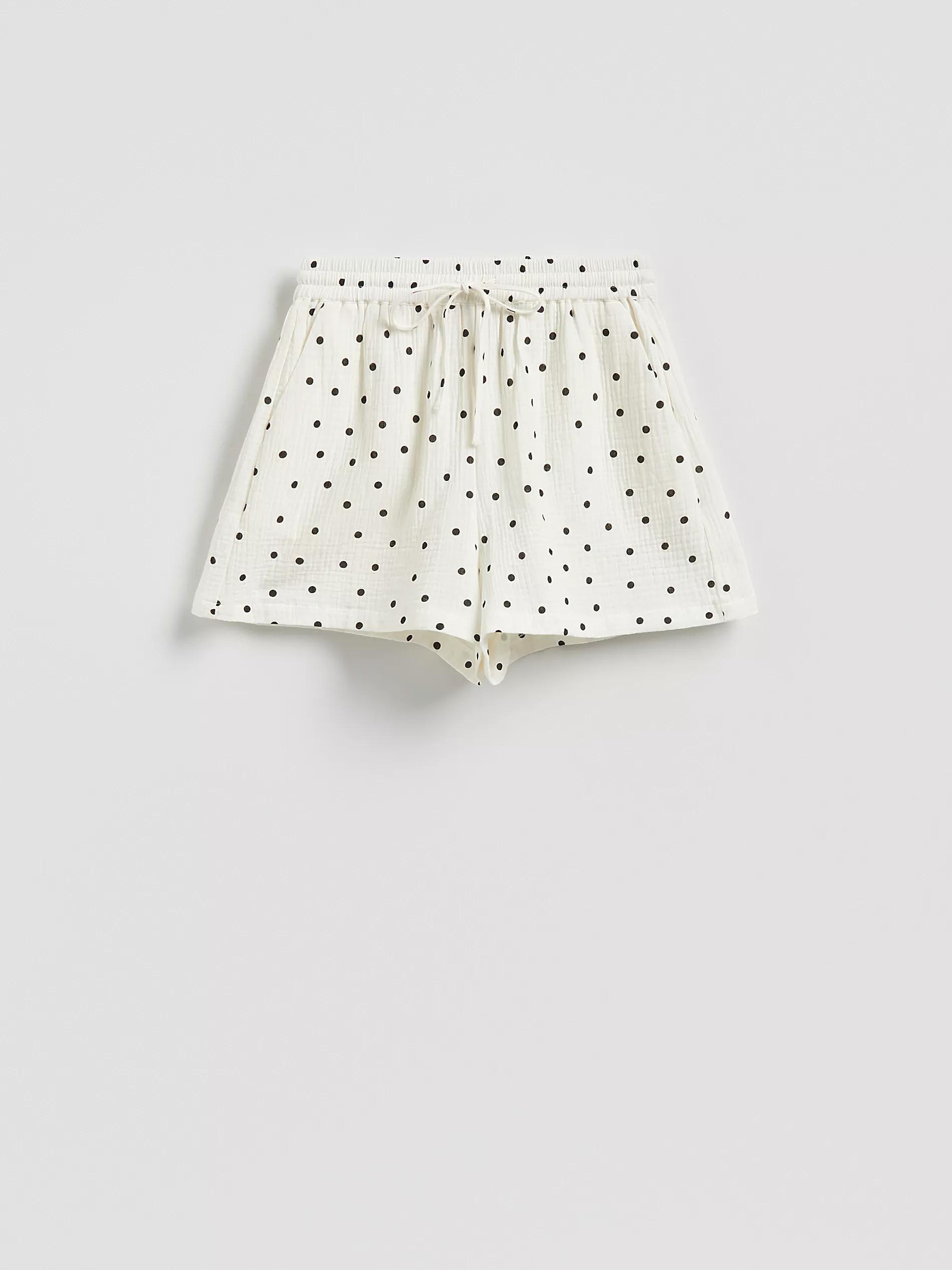 White Patterned Muslin Shorts, , large image number 4