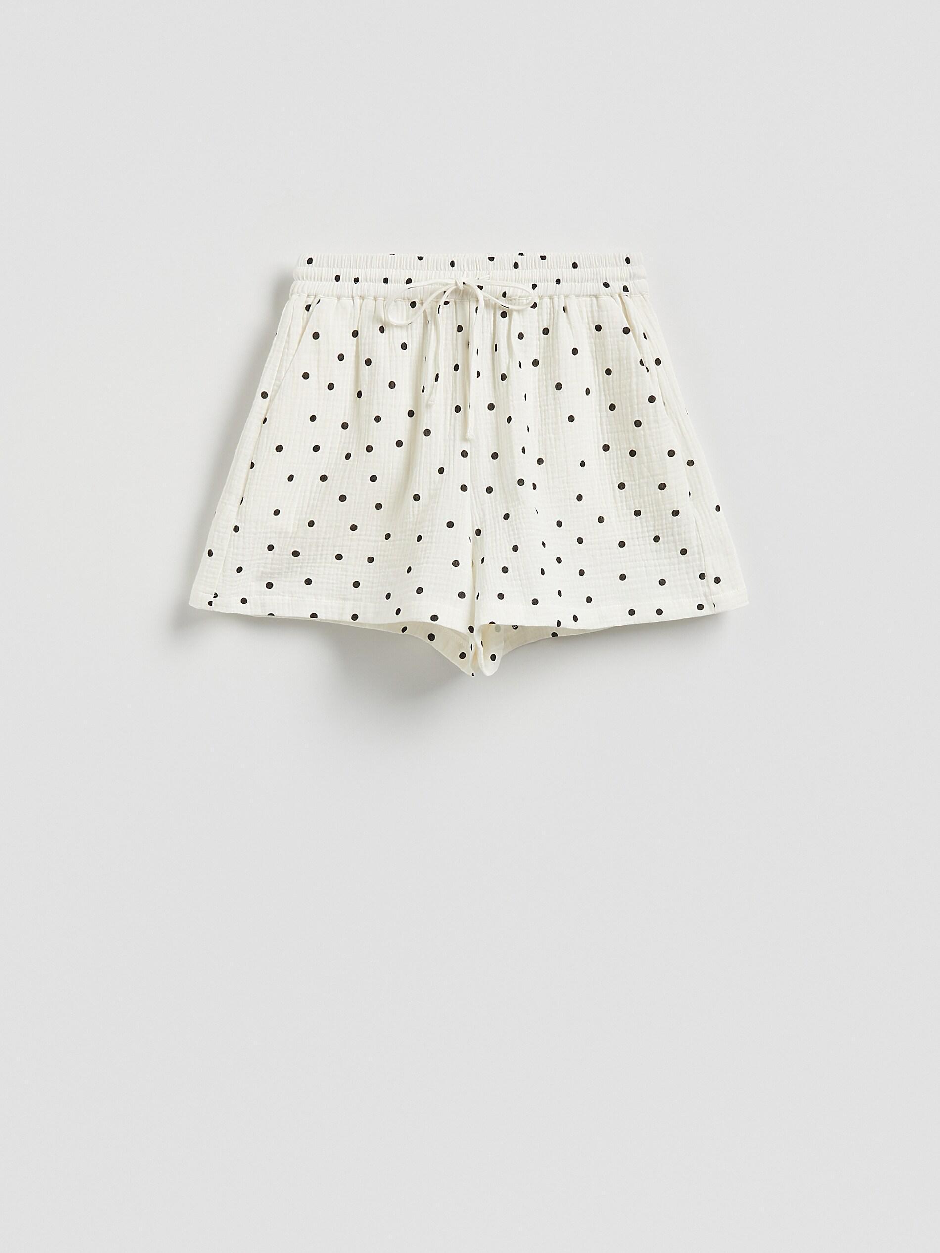 White Patterned Muslin Shorts, White, large image number 4
