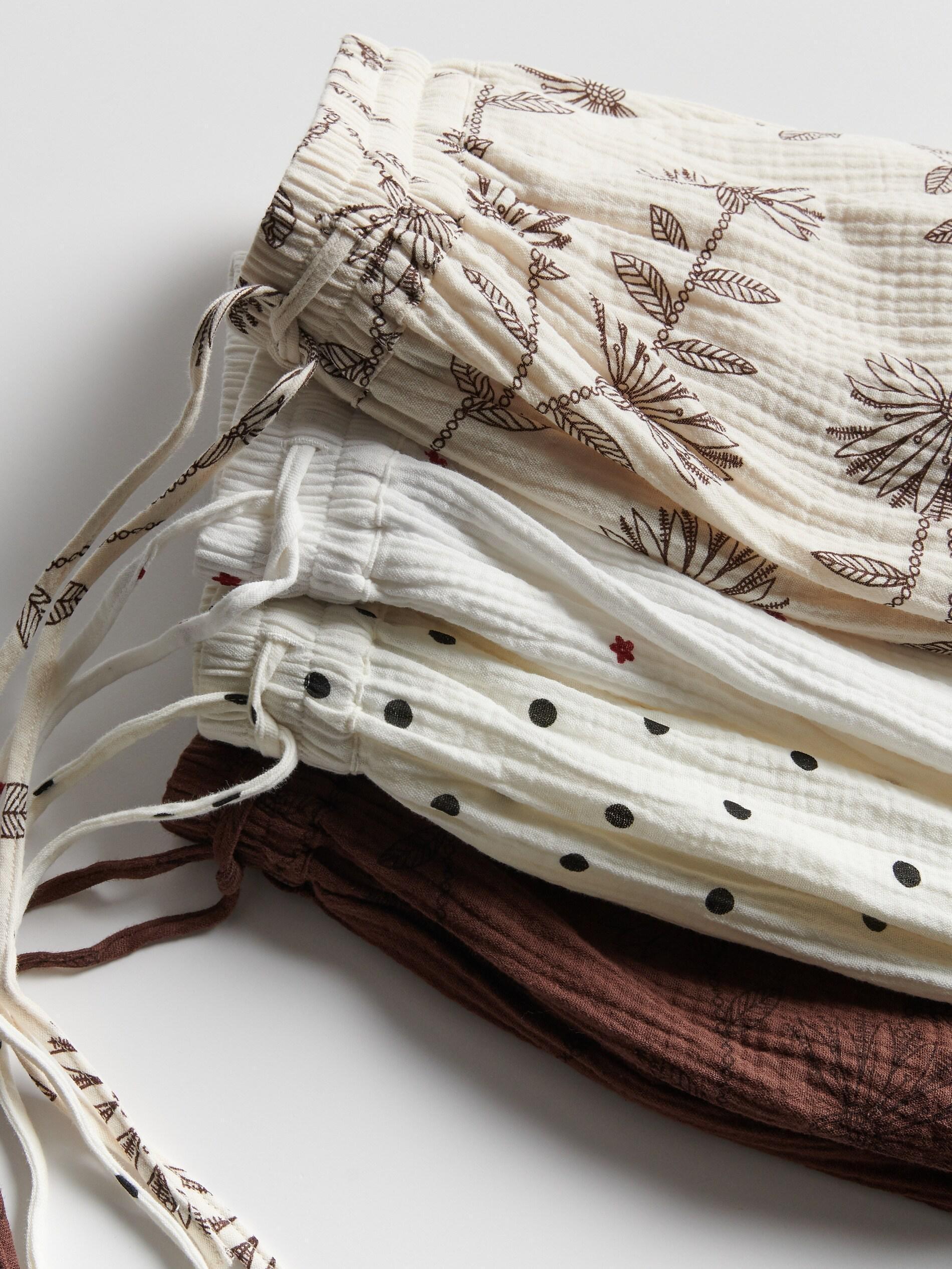 White Patterned Muslin Shorts, White, large image number 5