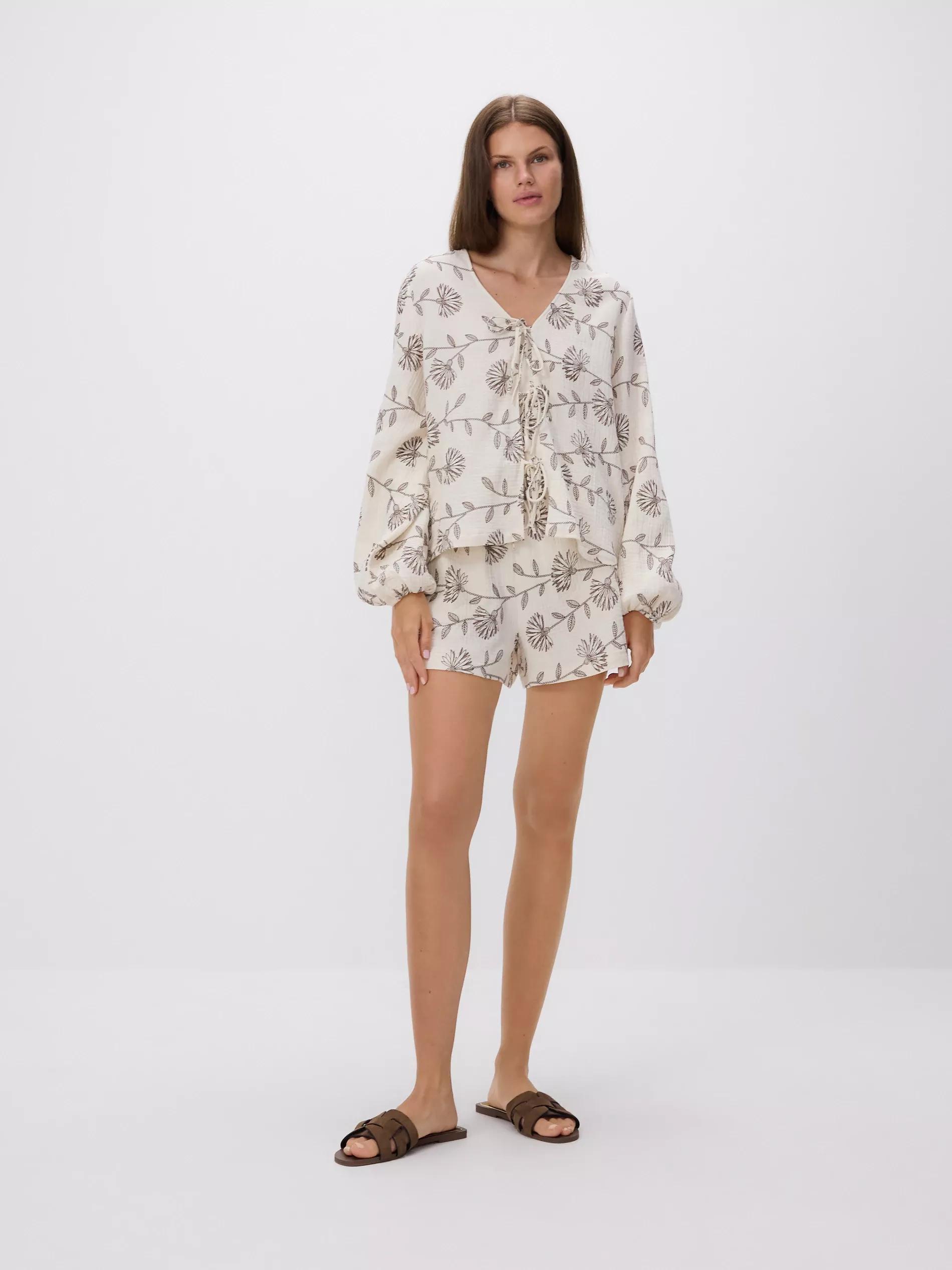 Patterned muslin shorts, , large image number 2