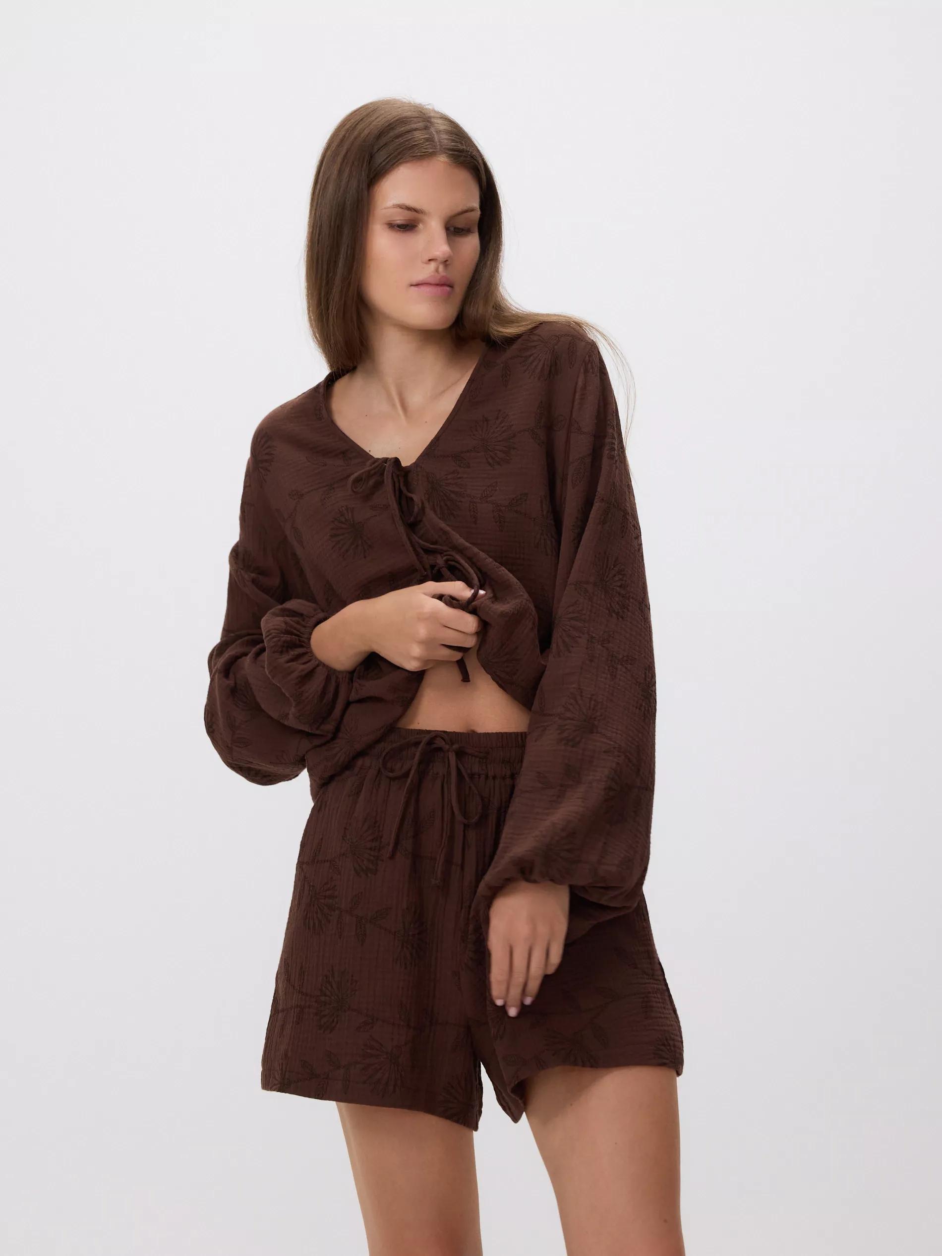 Patterned muslin shorts, , large image number 1