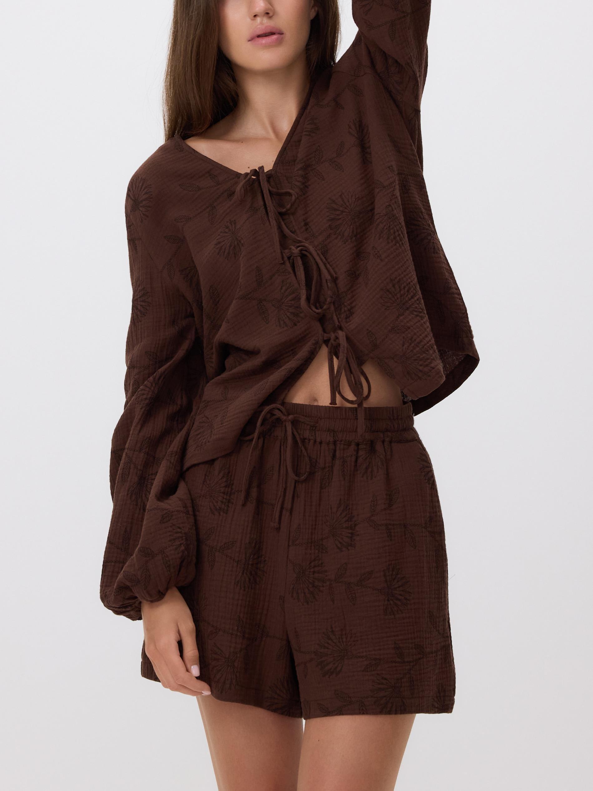 Patterned muslin shorts, , large image number 2