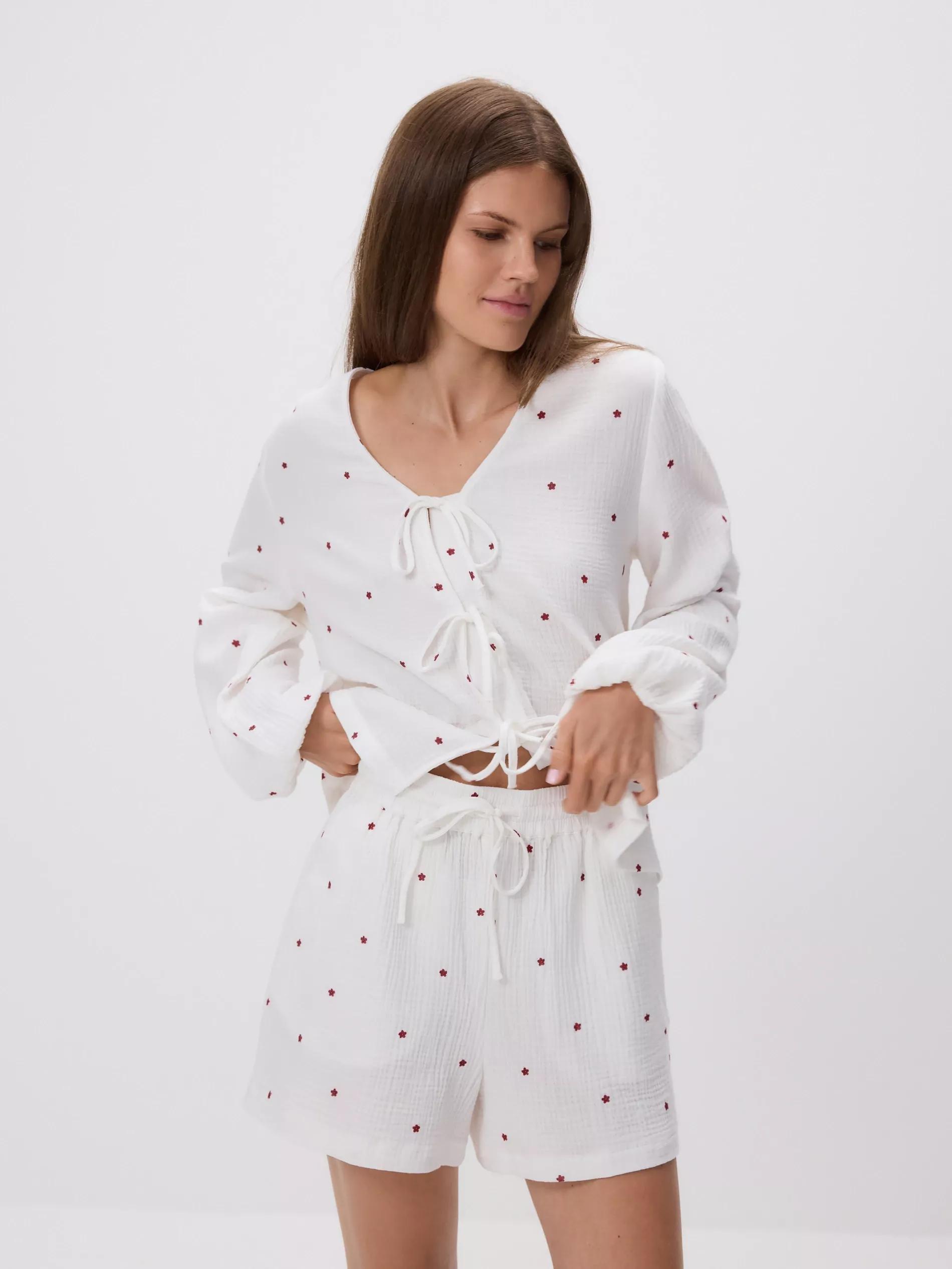 Patterned muslin shorts, , large image number 1