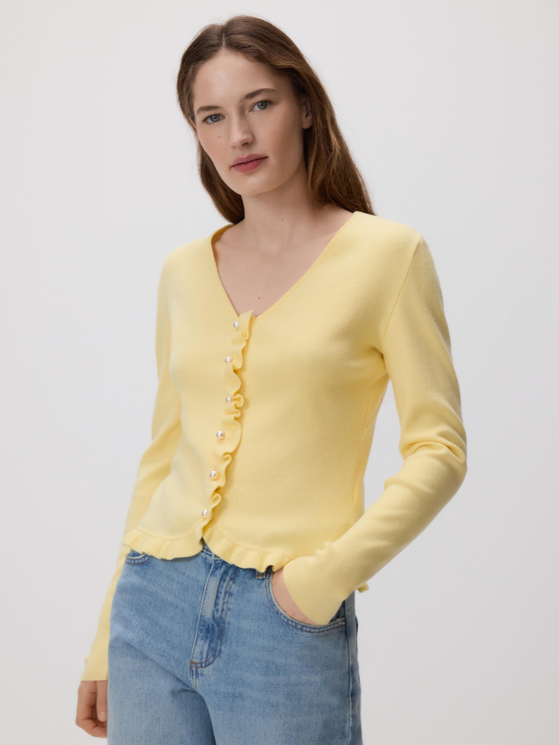 بلوفر حريمي أصفر فاتح, Yellow, large image number 1