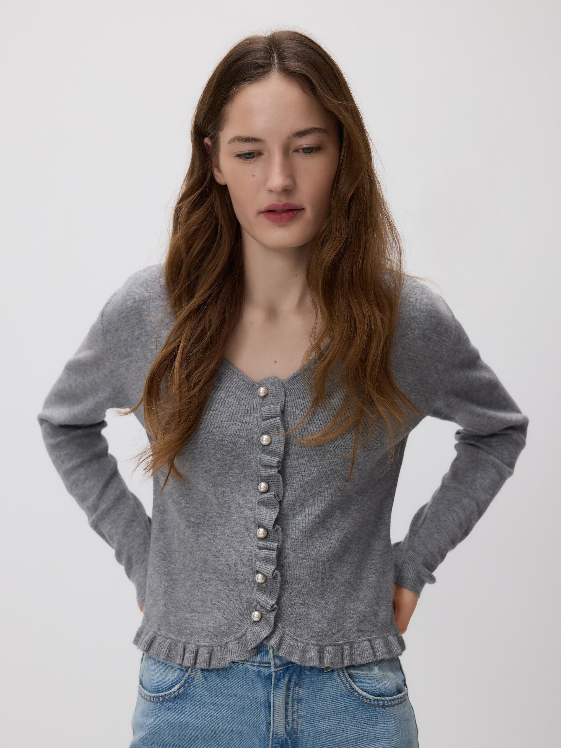 بلوفر حريمي رمادي متوسط, Grey, medium