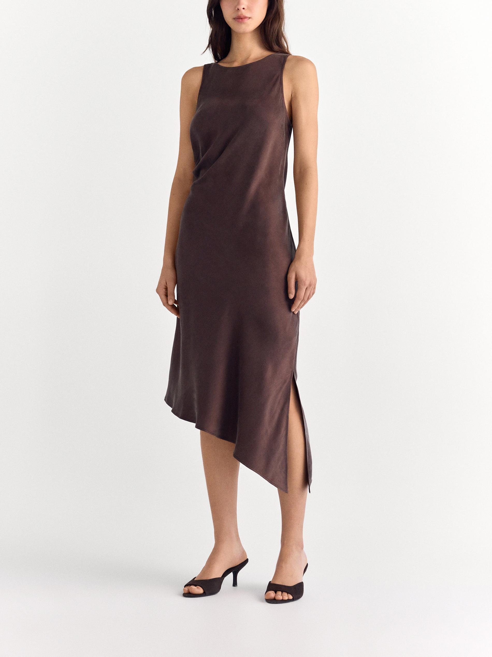 Brown Asymmetric Dress, Brown, large image number 3