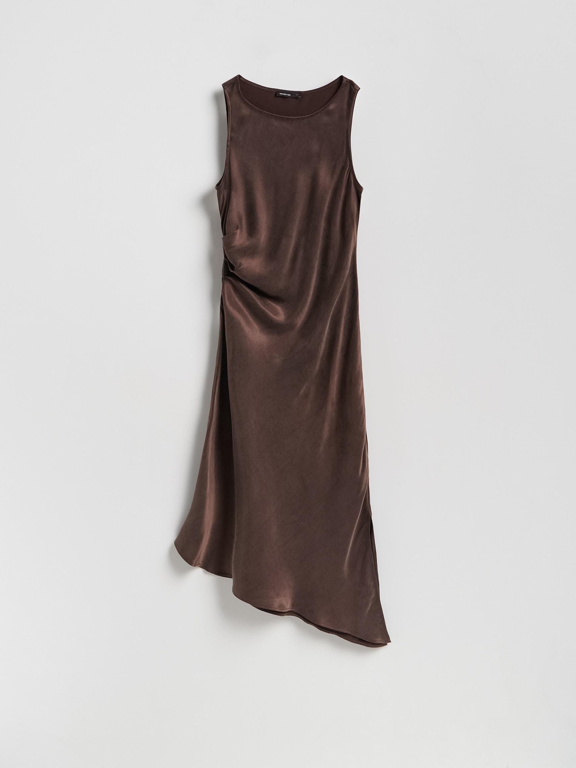 Brown Asymmetric Dress, Brown, large image number 4