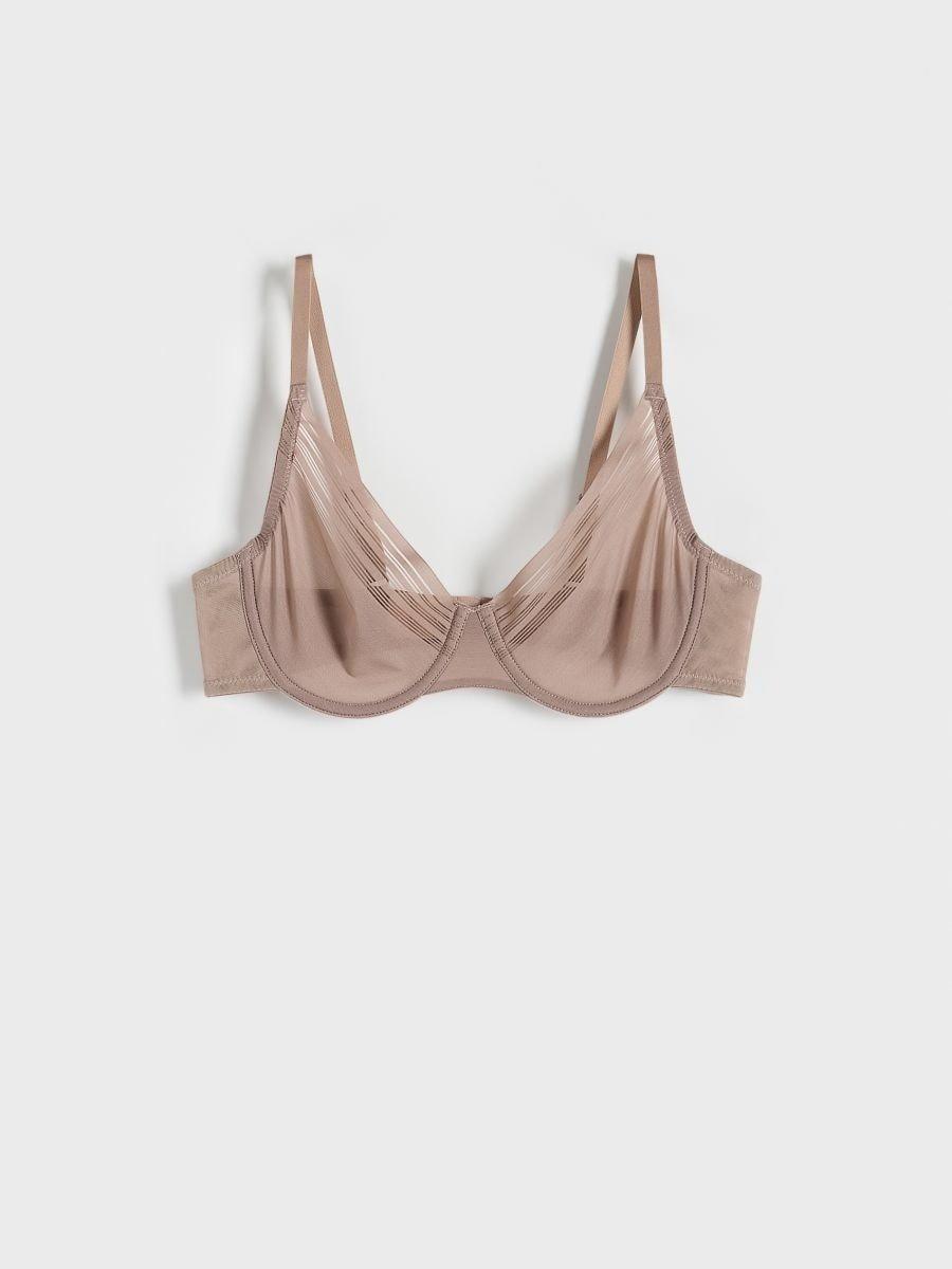 Beige Soft Mesh Bra, , large image number 1