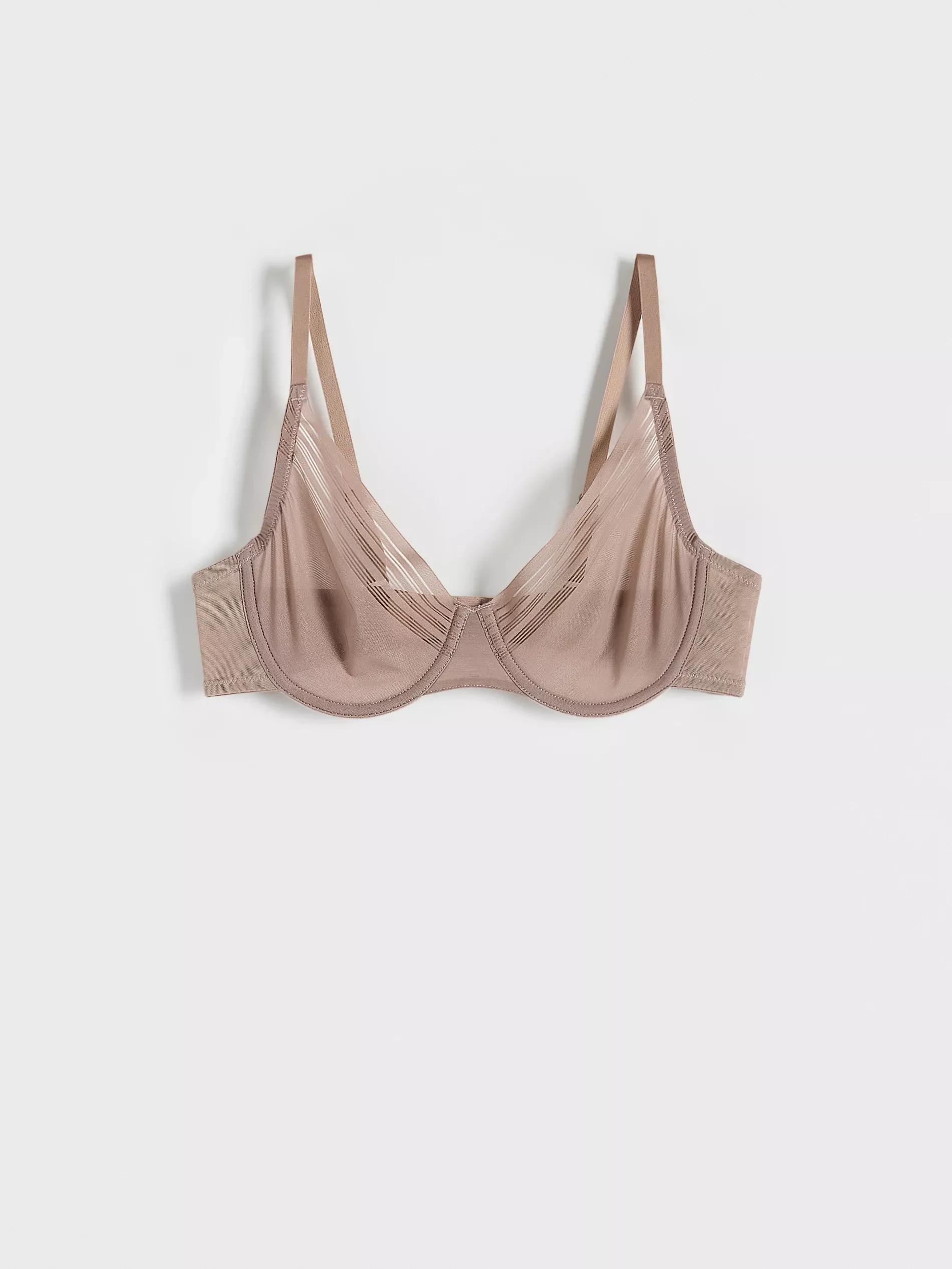 Beige Soft Mesh Bra, , large image number 5