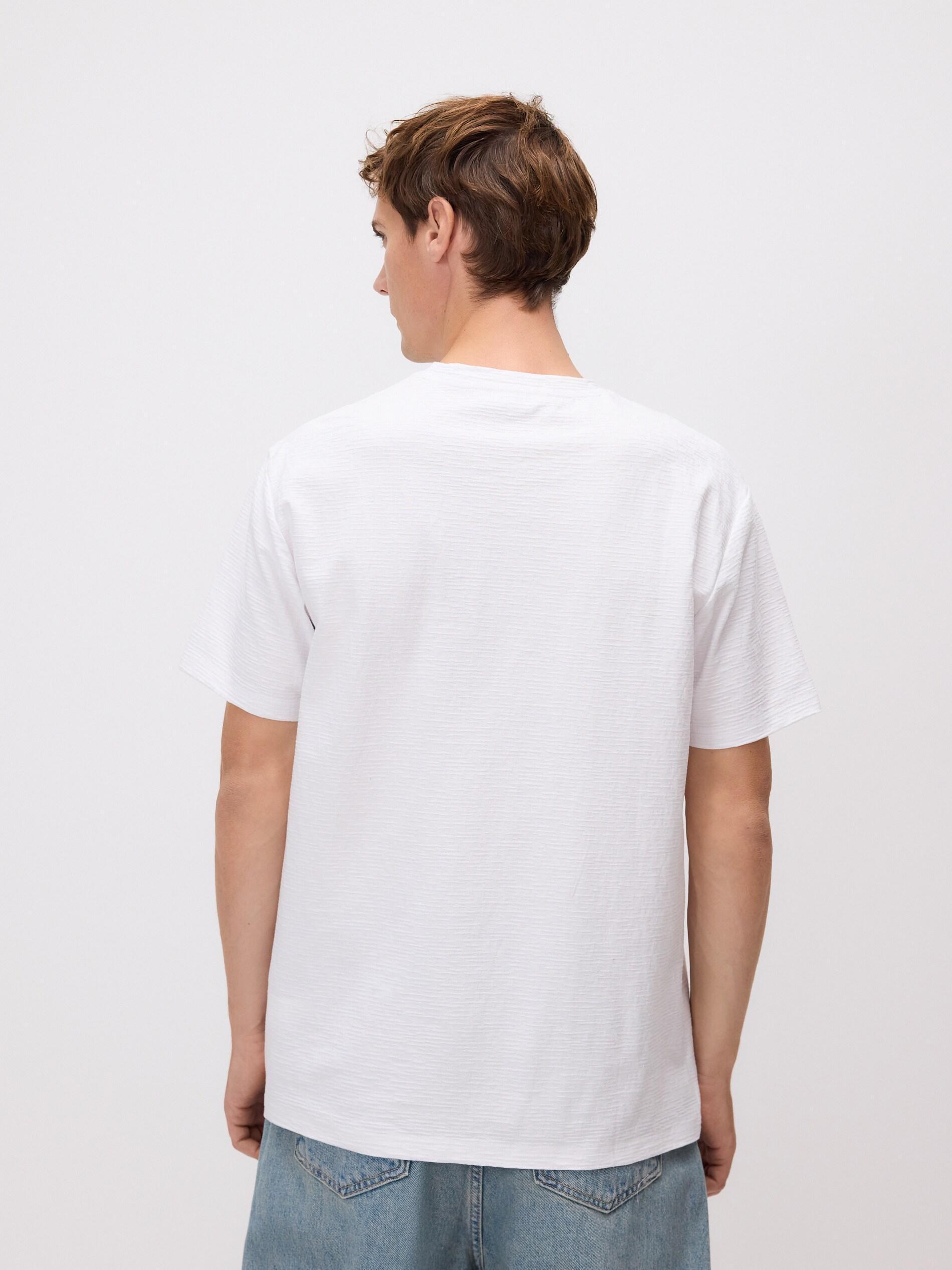 تيشيرت أبيض بقصة مريحة من قماش مُهيكل, White, medium