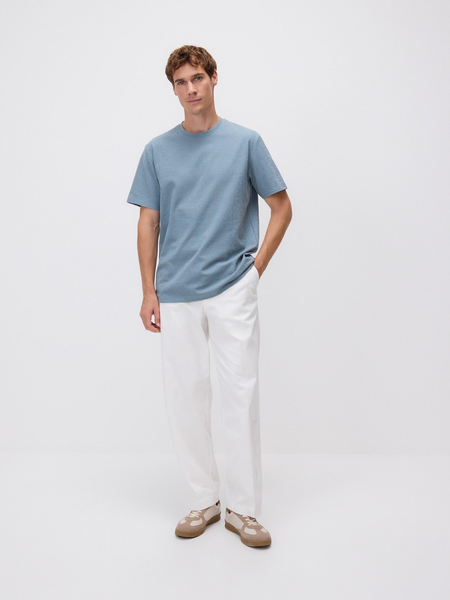 NAVY Comfort fit structural fabric T-shirt, Blue, medium