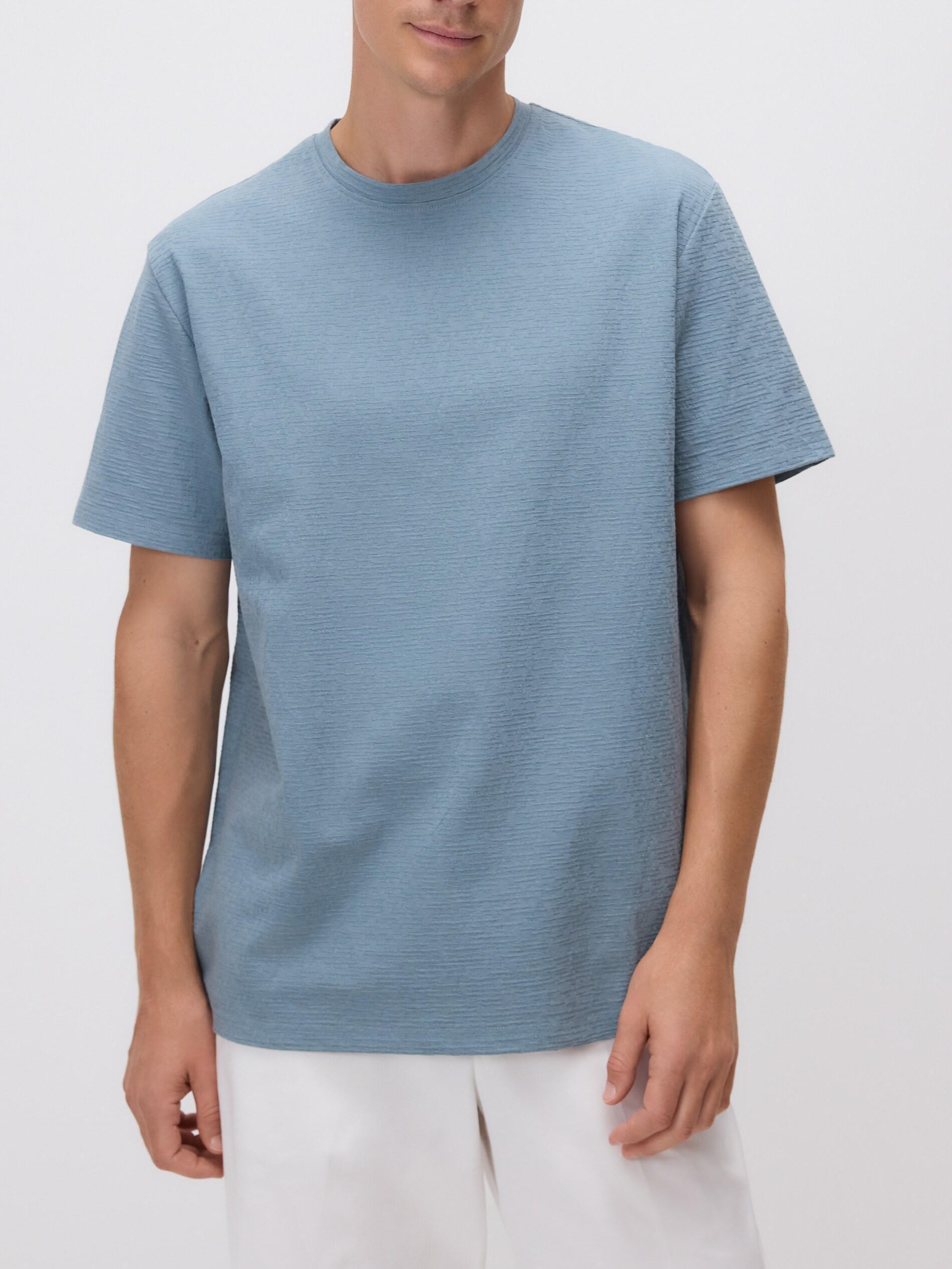 NAVY Comfort fit structural fabric T-shirt, Blue, medium