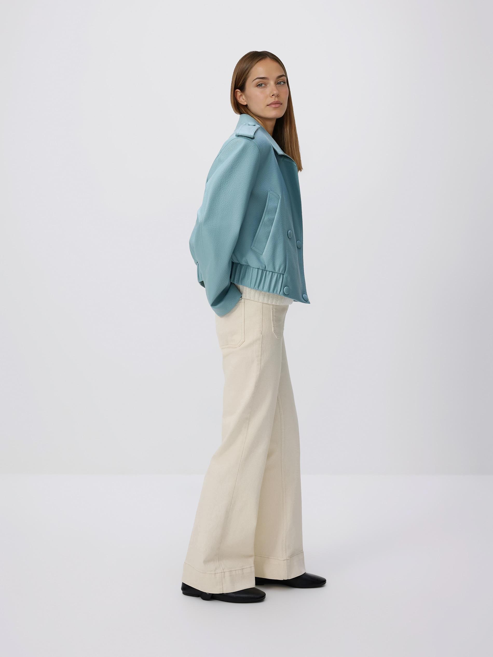 Turquoise Faux Leather Jacket, Turquoise, large image number 1