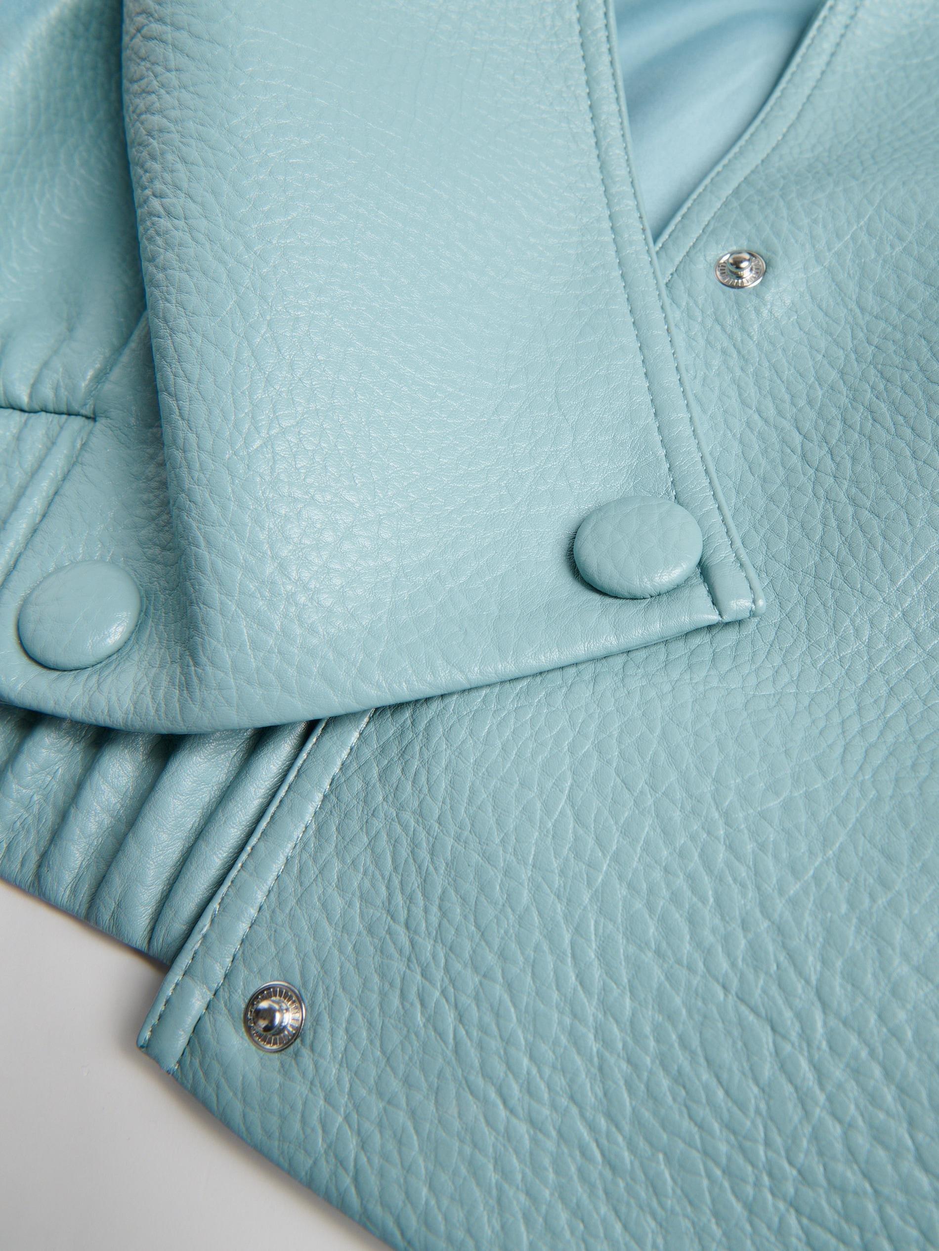 Turquoise Faux Leather Jacket, Turquoise, large image number 5