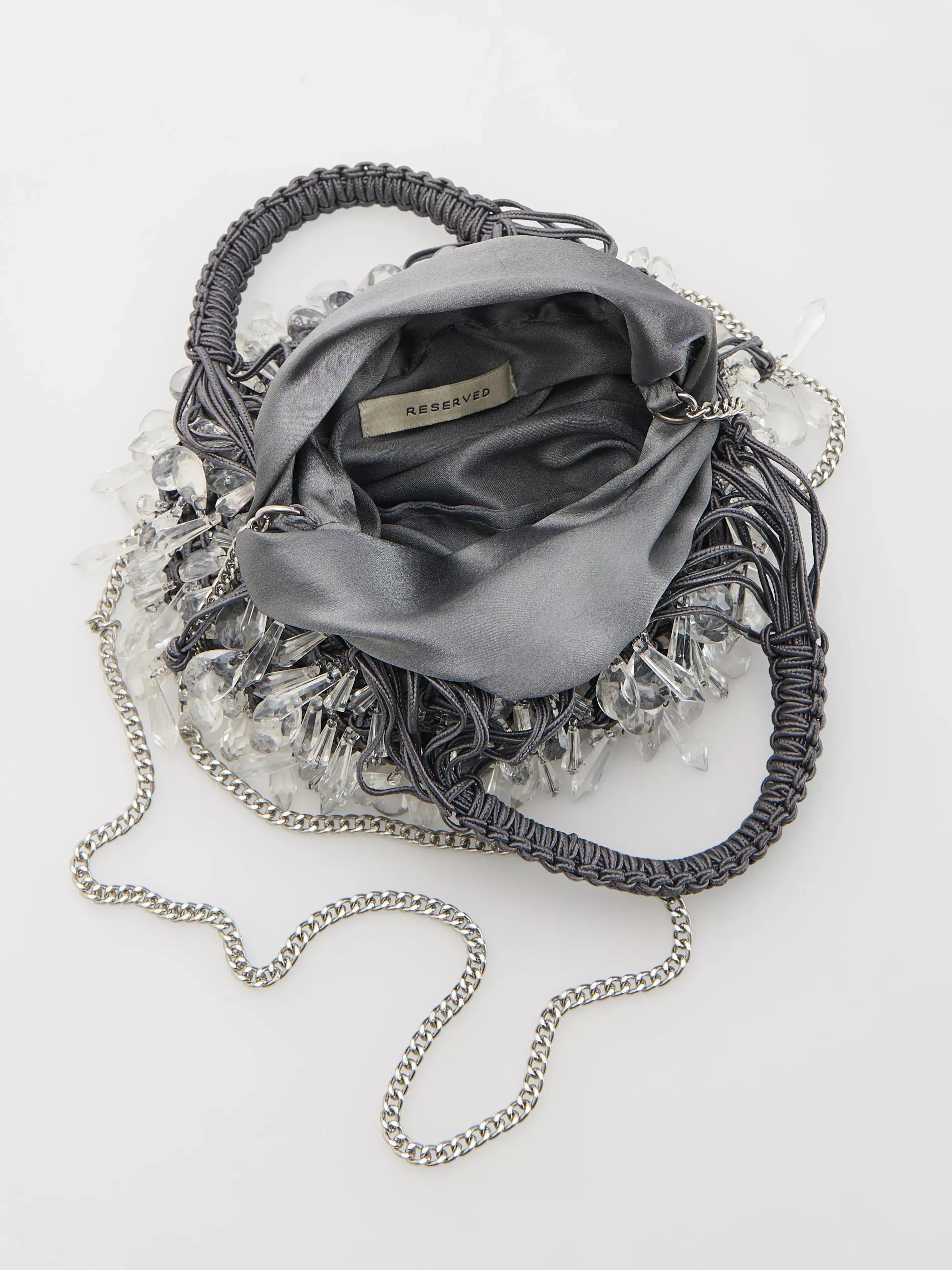 Grey Handmade Hobo Bag, Grey, large image number 3