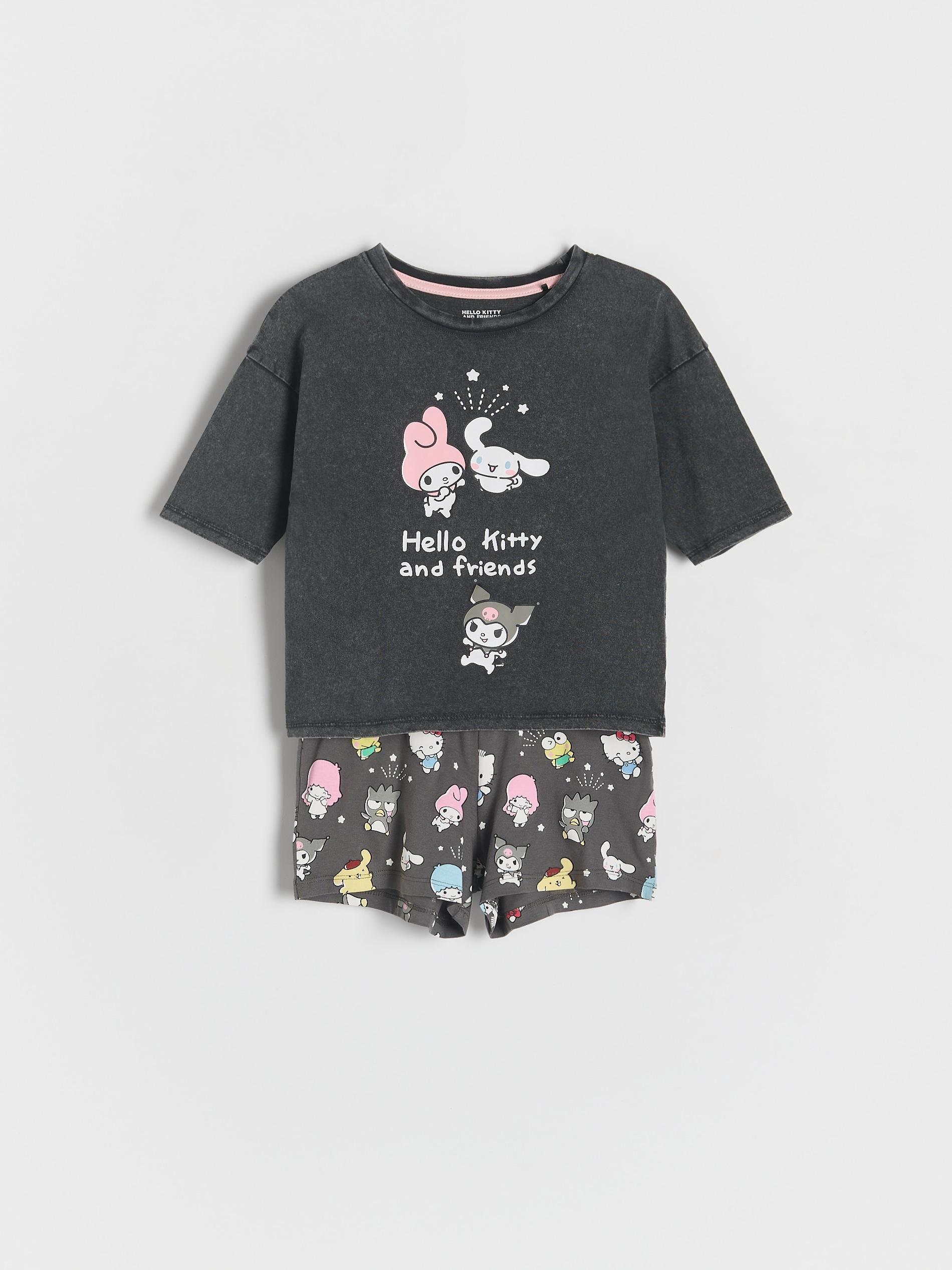 Grey Hello Kitty And Friends Two Piece Pajamas, Grey, medium