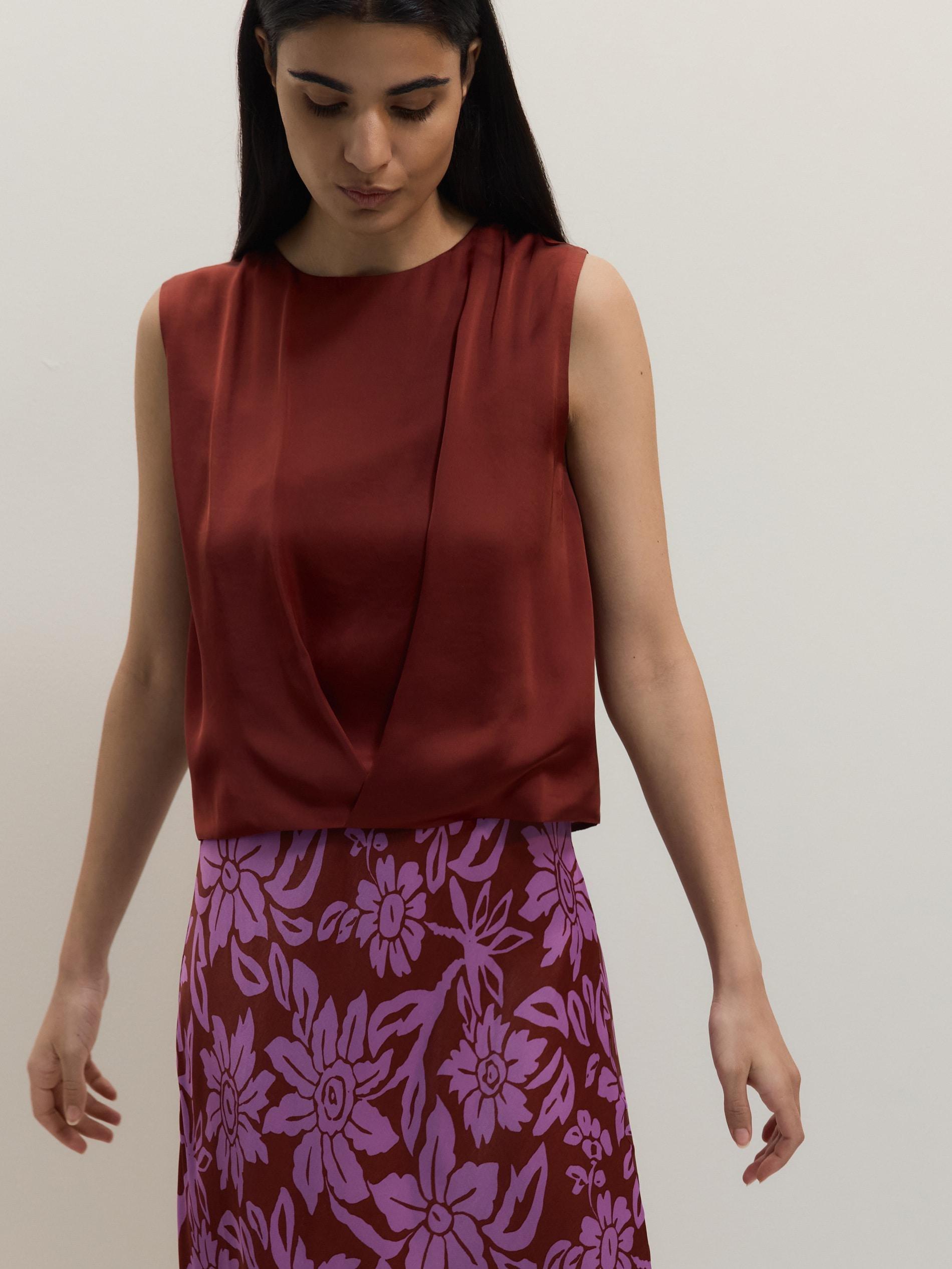 Red Wrap Front Blouse, Burgundy, medium