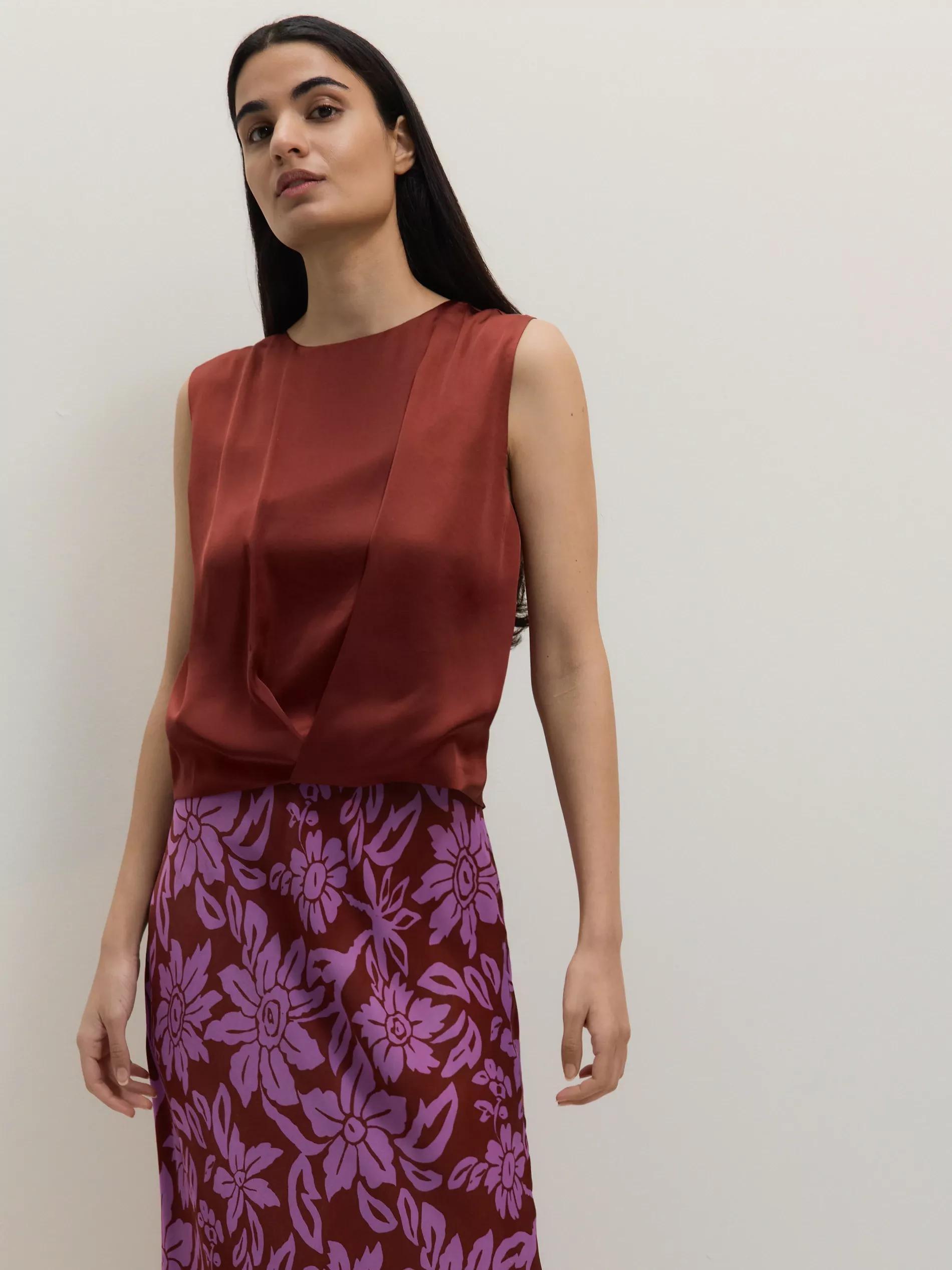 Red Wrap Front Blouse, Burgundy, medium