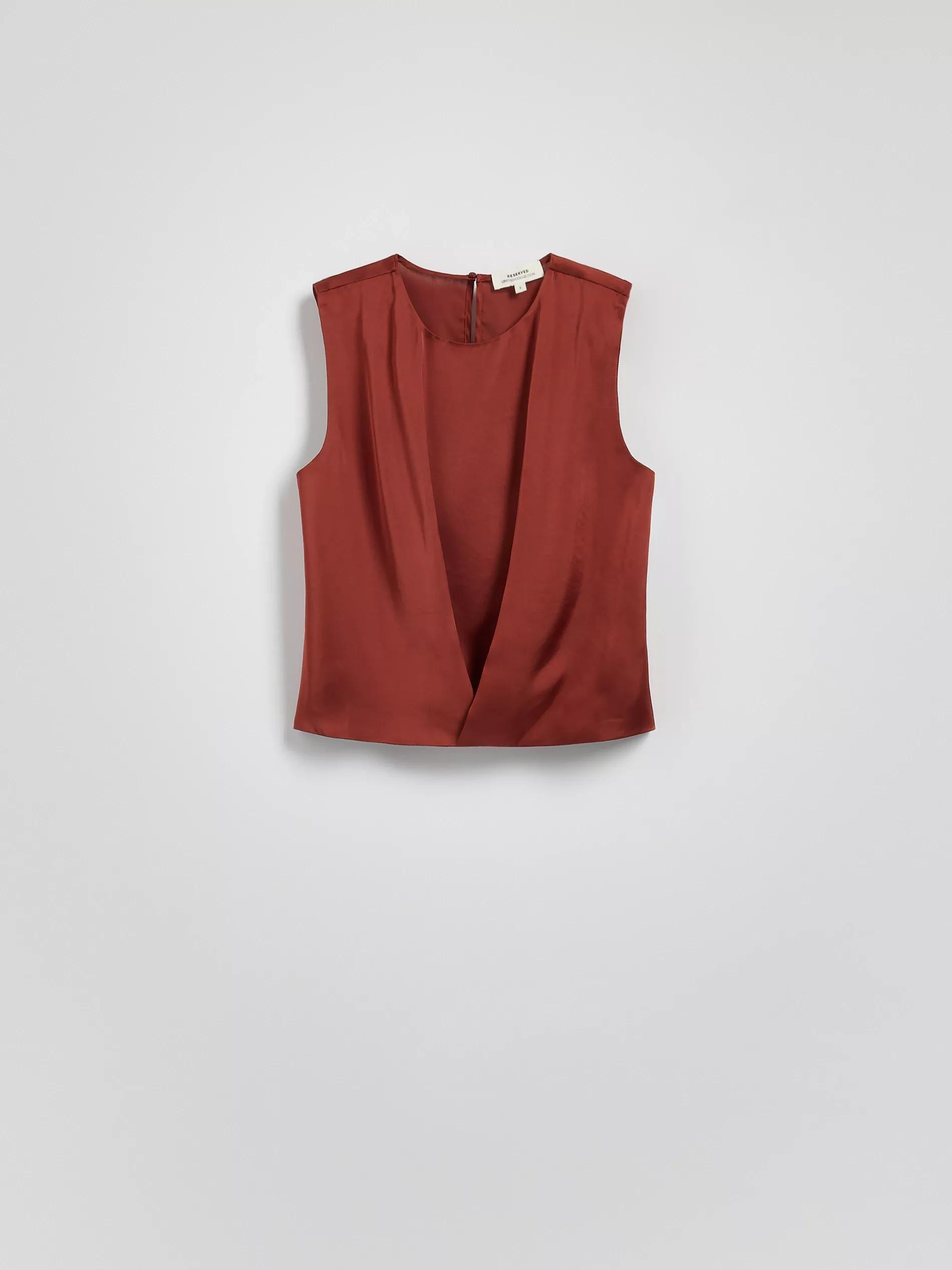 Red Wrap Front Blouse, Burgundy, large image number 4